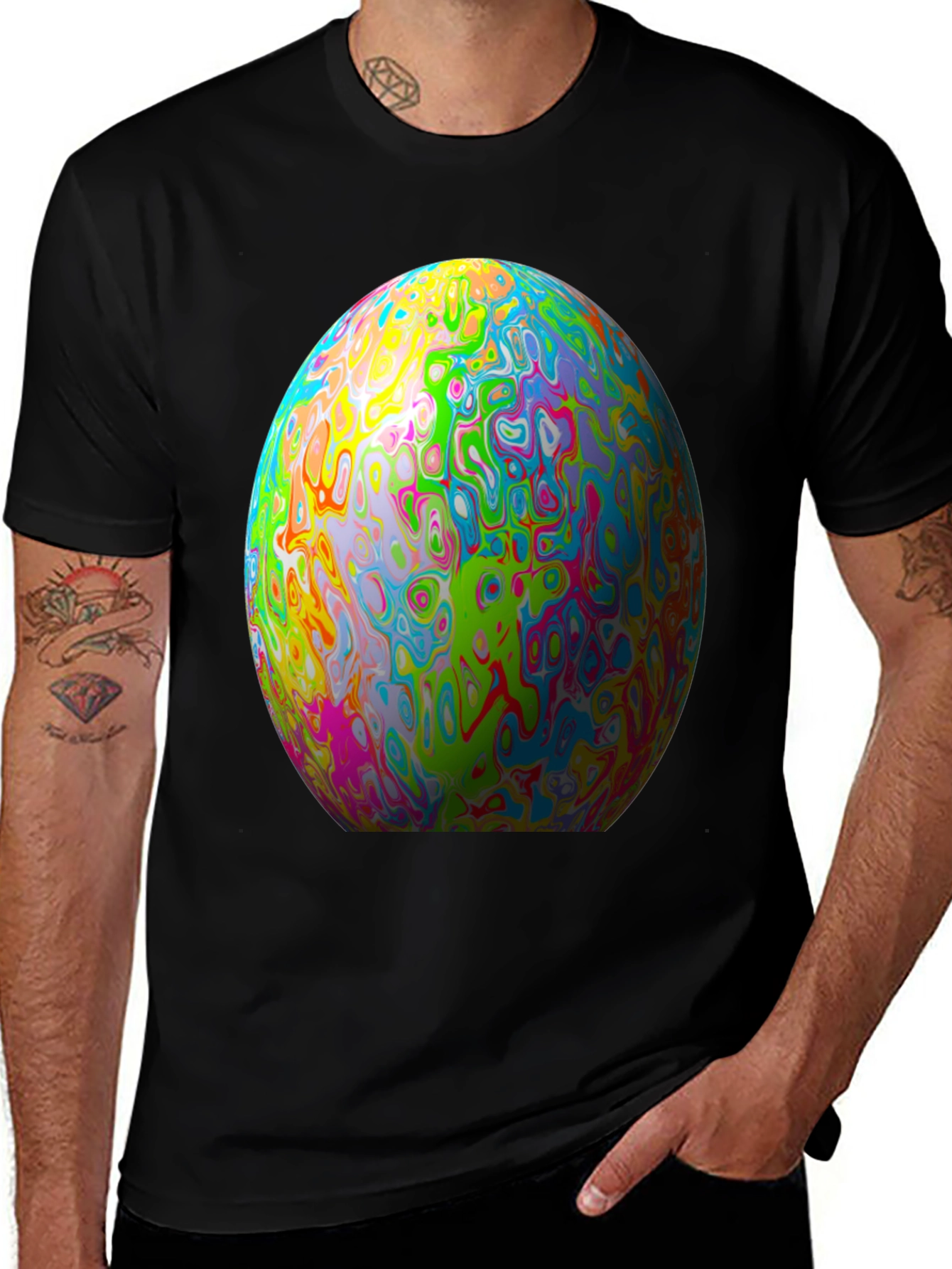 Variant 30 of Psychedelic Sphere Black T-Shirt
