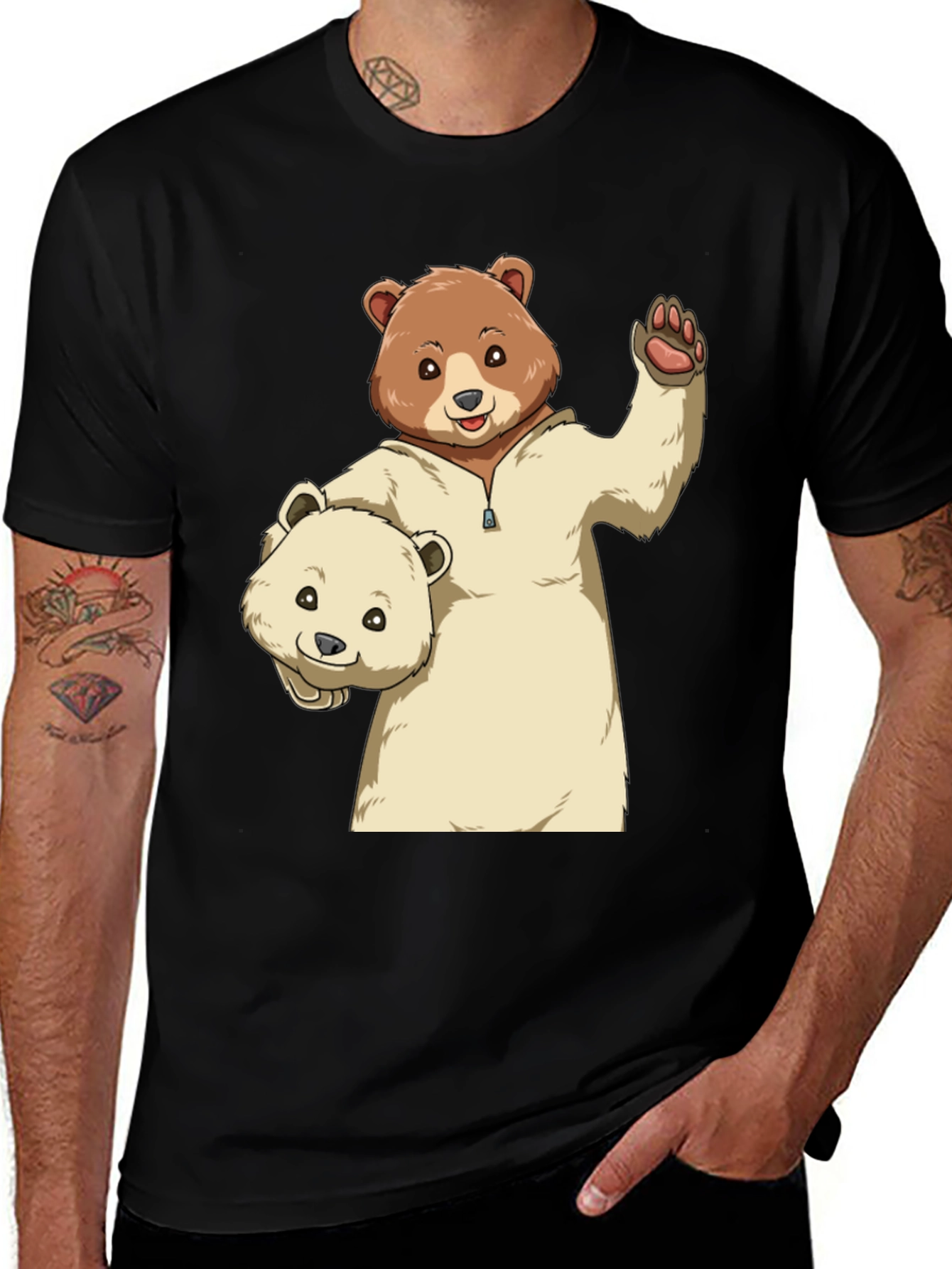 Variant 18 of Bear Graphic Print Crew Neck T-Shirt