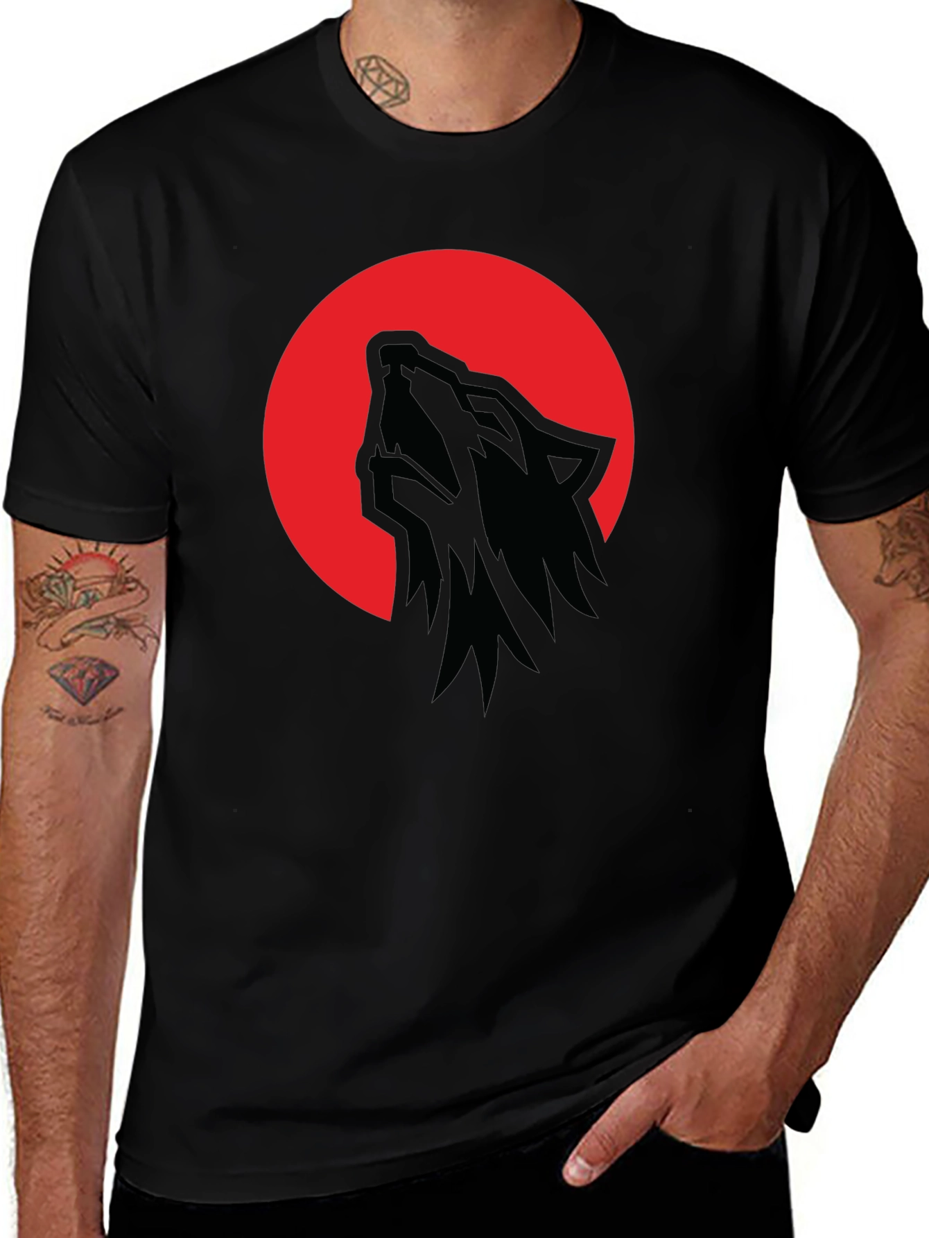 Variant 22 of Wolf Moon T-Shirt - Men's Black Graphic Tee