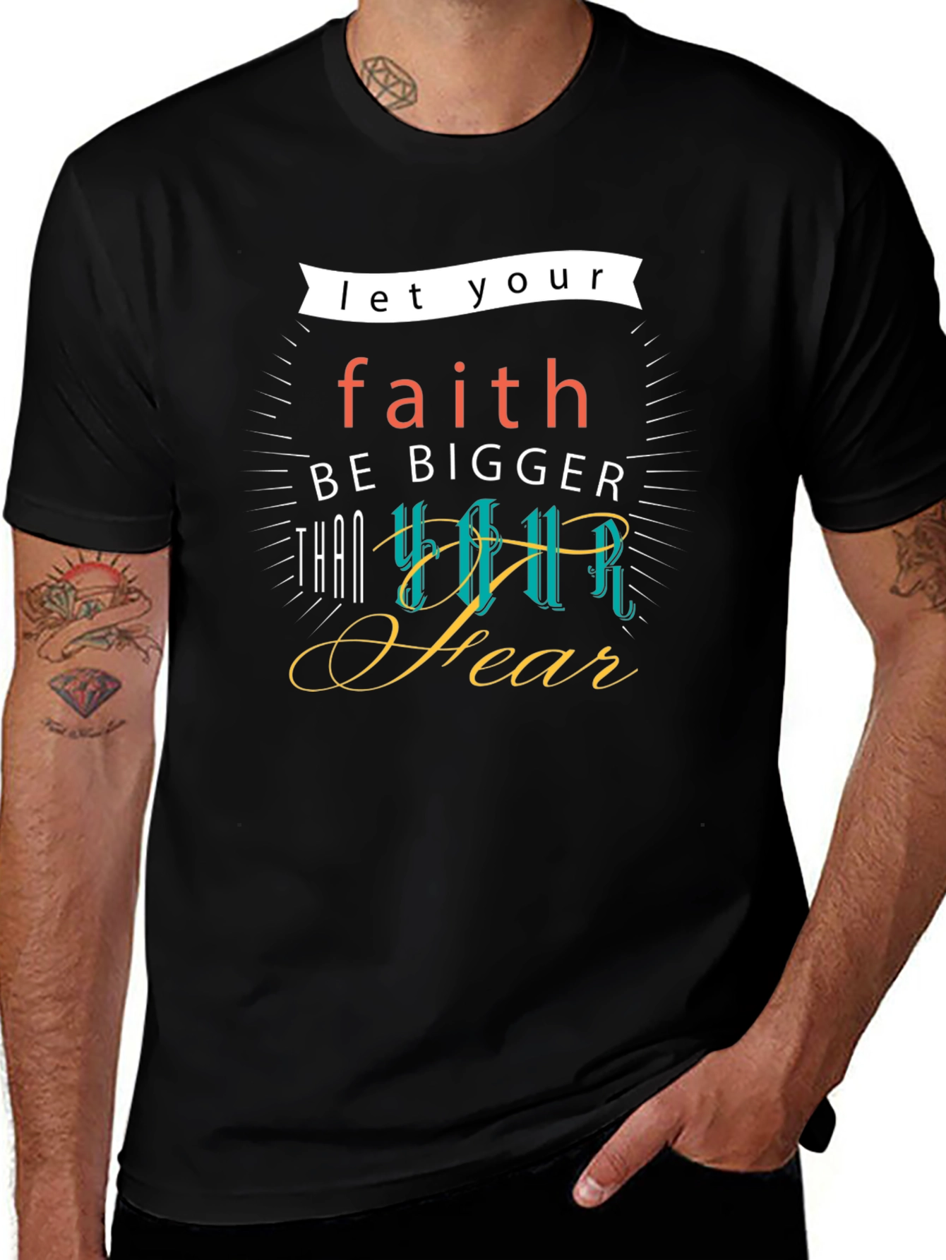 Variant 30 of Faith Over Fear Graphic Tee - Inspirational Design