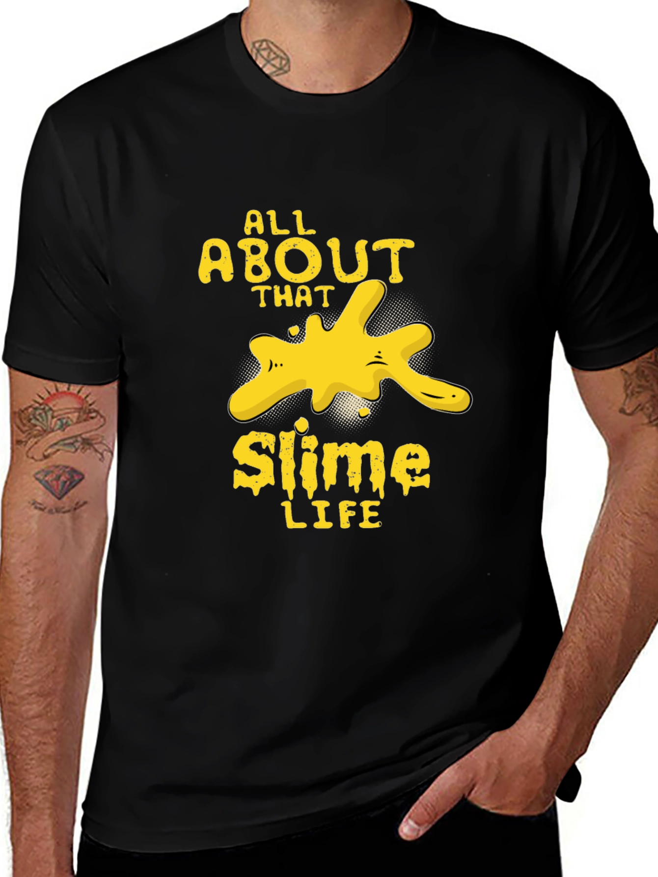 Variant 28 of All About That Slime Life Graphic Tee - Black Cotton T-Shirt