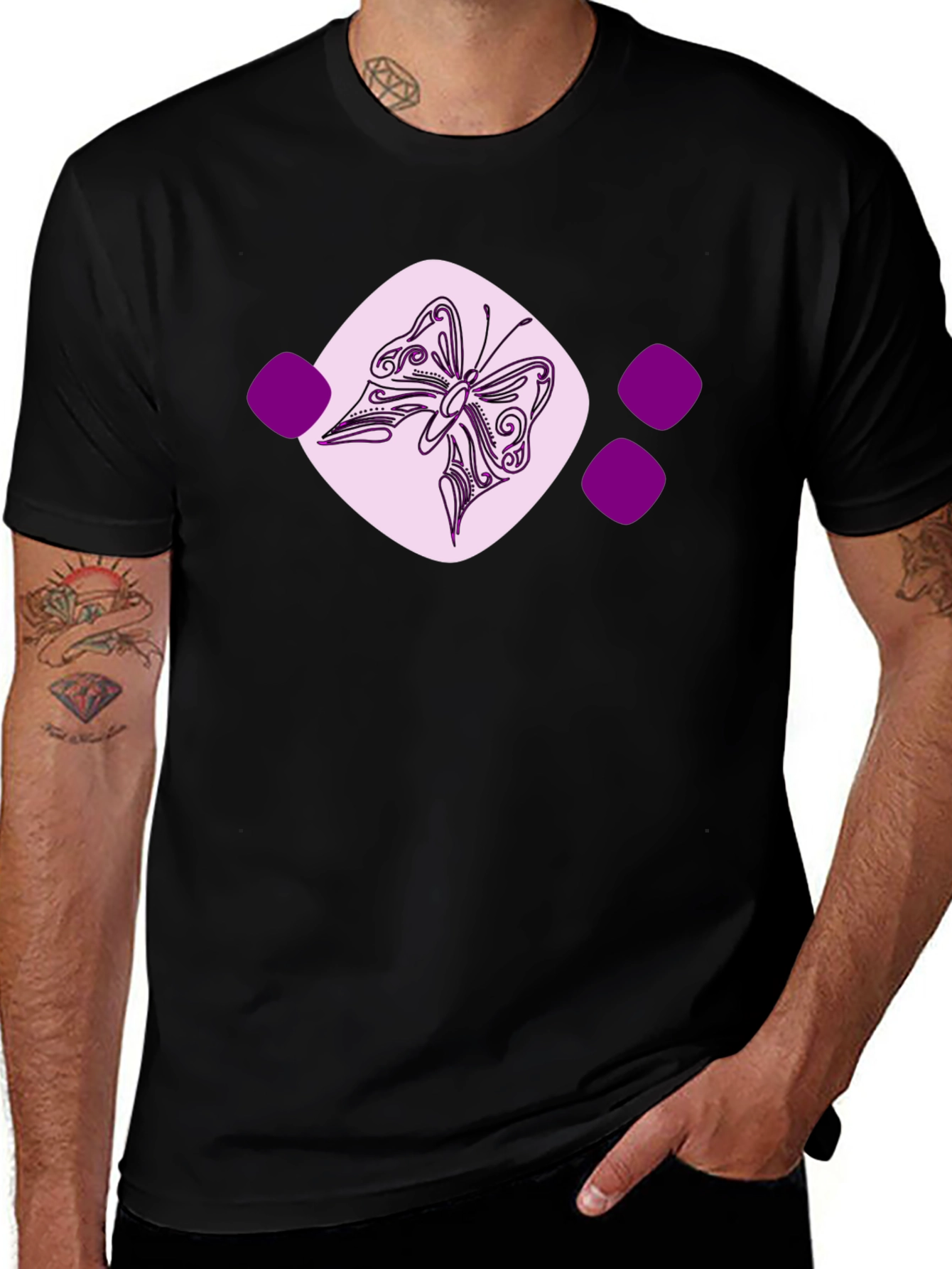 Variant 6 of Butterfly Graphic Tee - Casual Black T-Shirt