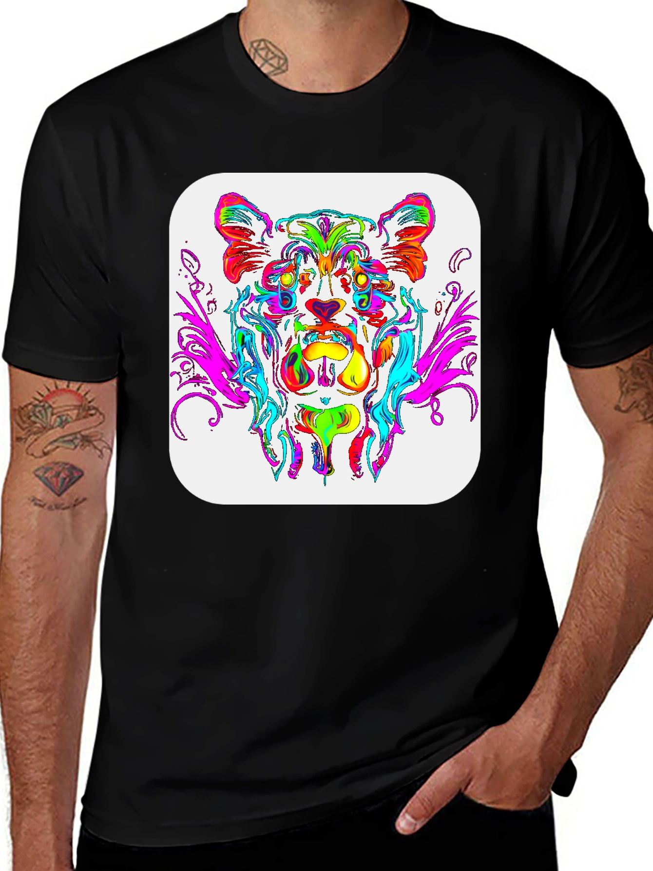 Variant 26 of Psychedelic Lion Graphic Tee - Artistic Men's T-Shirt