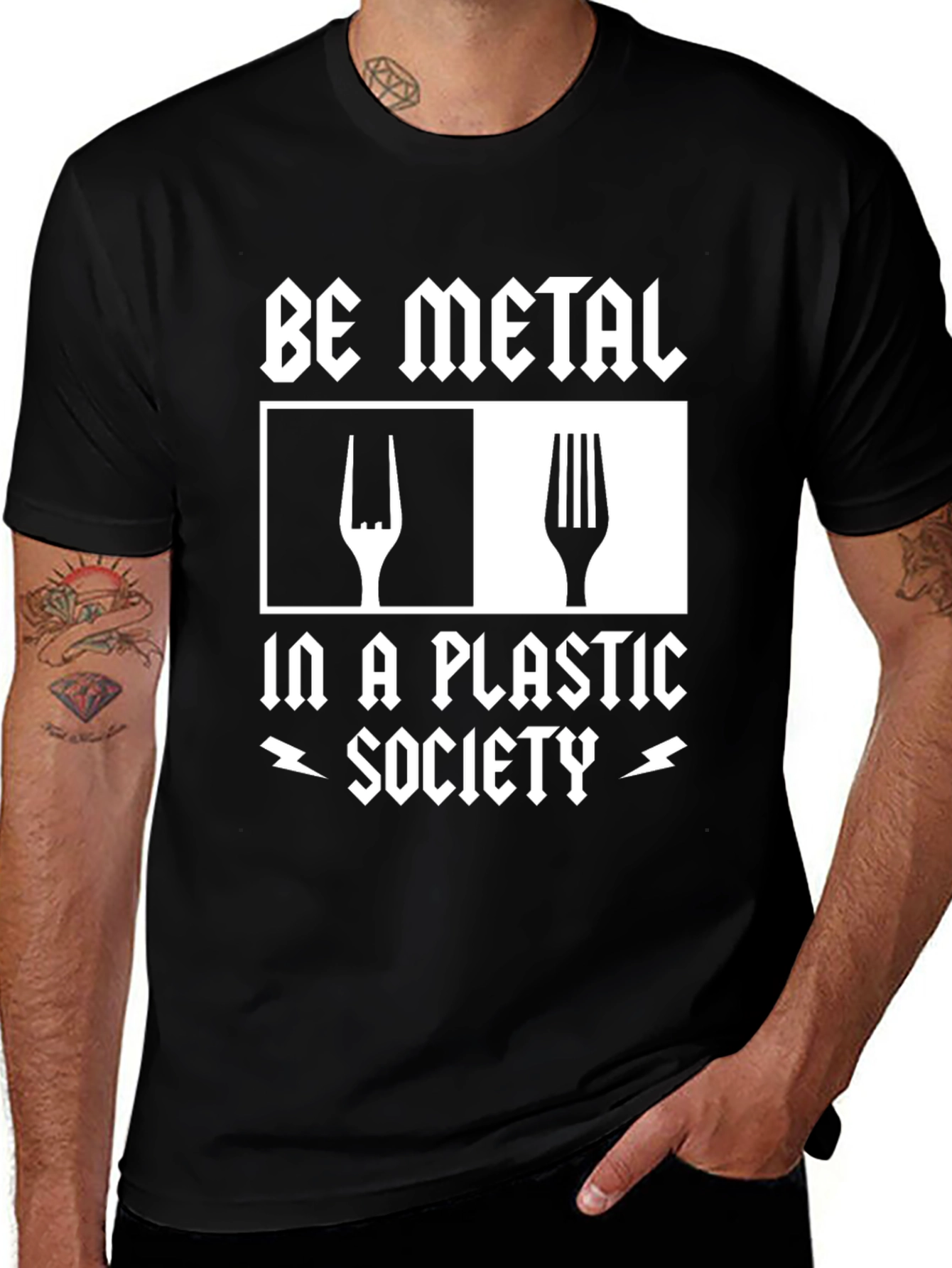 Variant 24 of Be Metal in a Plastic Society T-Shirt