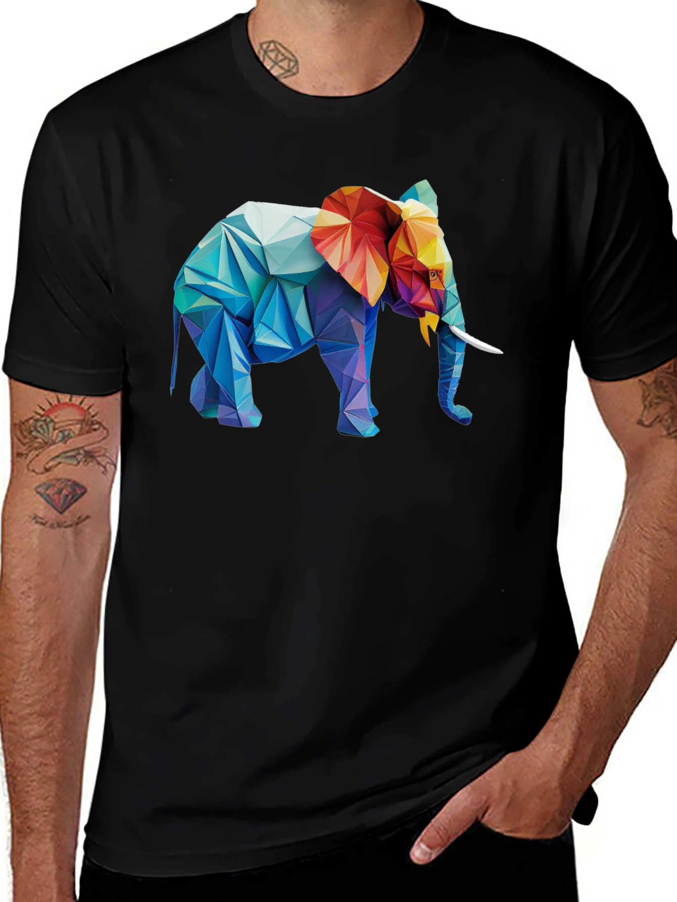 Variant 2 of Geometric Elephant Graphic T-Shirt