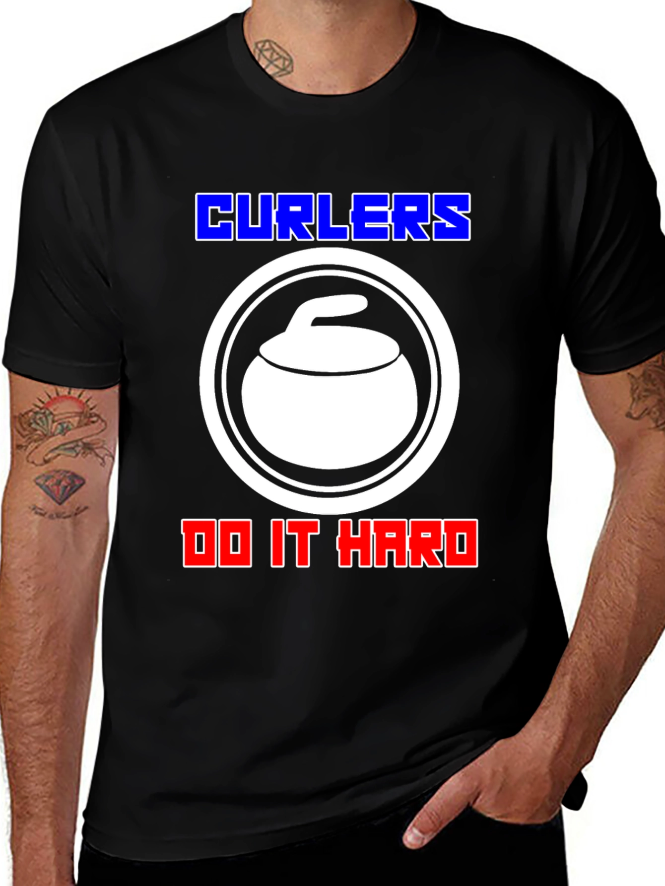 Variant 3 of Curling Humor T-Shirt: Curlers Do It Hard Tee
