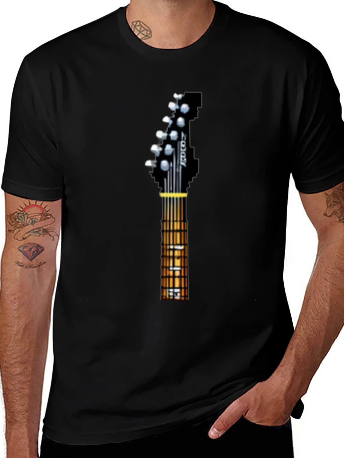Variant 12 of Guitar Neck Graphic Tee - Music Lover T-Shirt