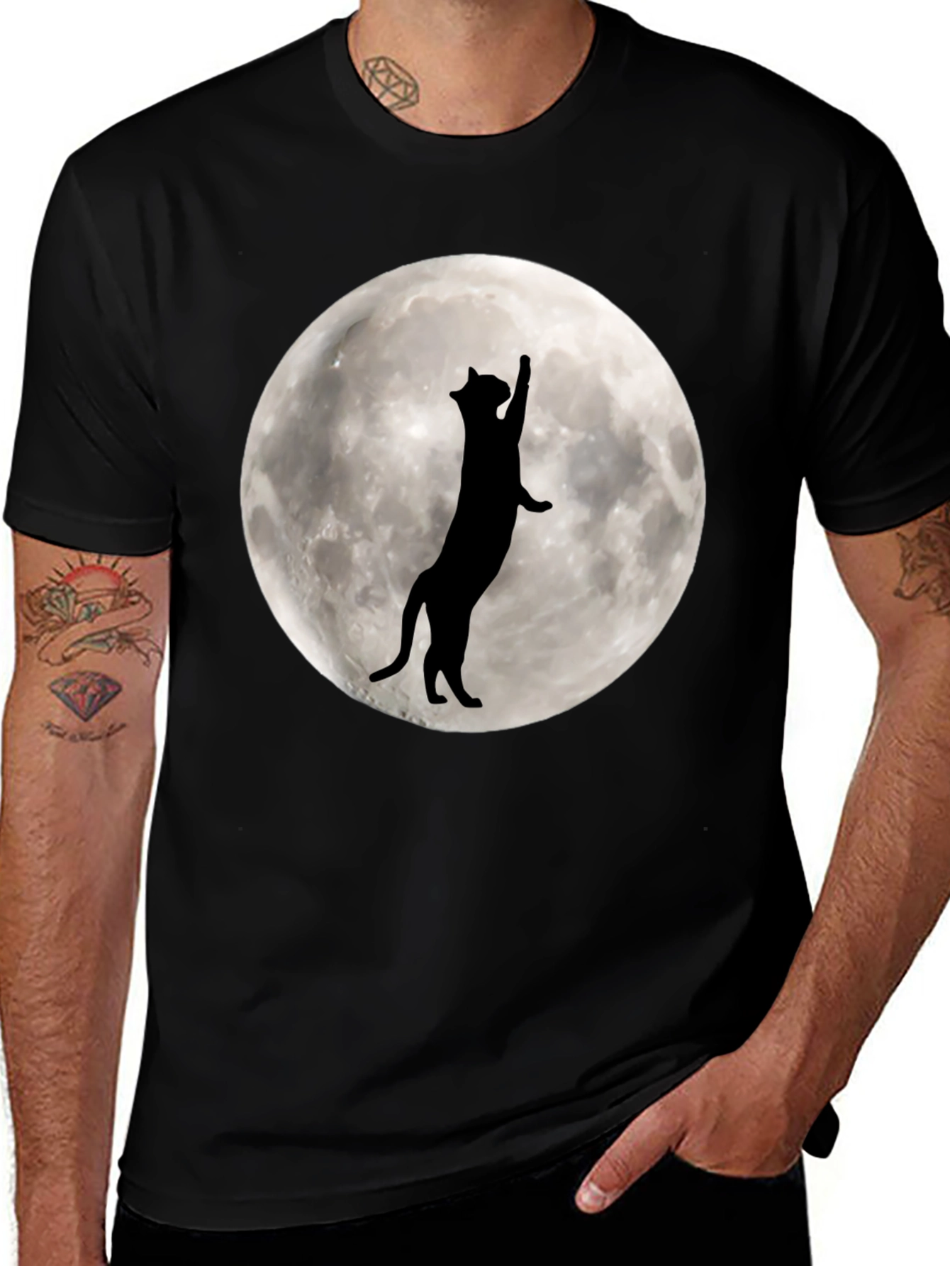 Variant 22 of Cat Silhouette Moon Graphic T-Shirt