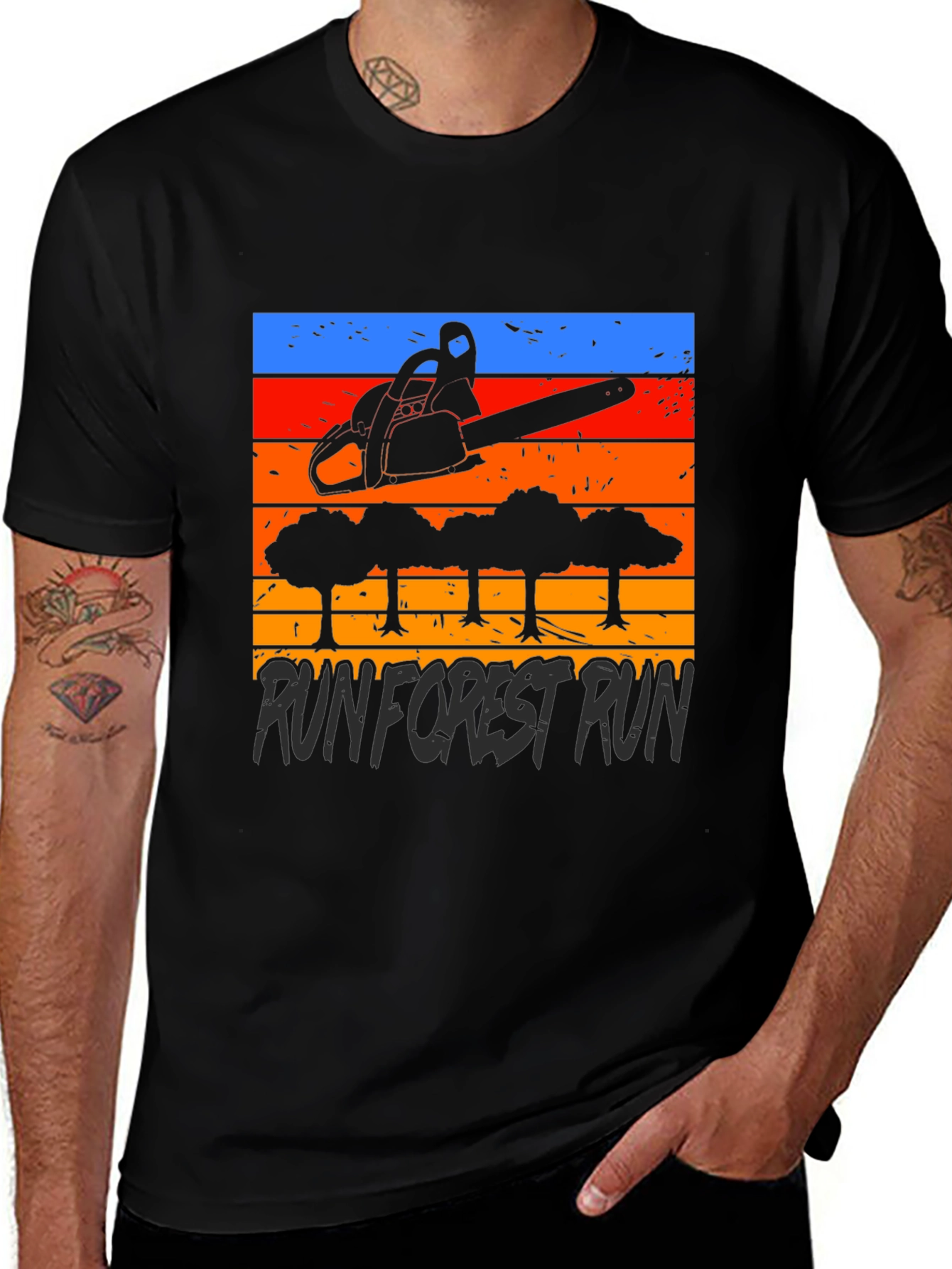 Variant 5 of Run Forest Run Chainsaw Graphic Tee