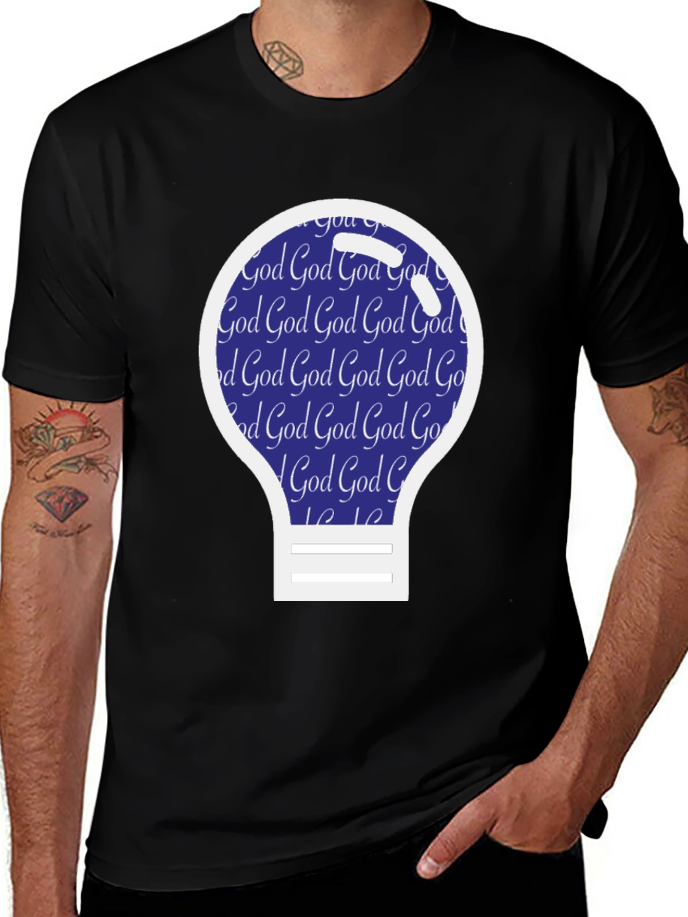 Variant 12 of Men's "God" Bulb Tee - Faith Inspired Apparel
