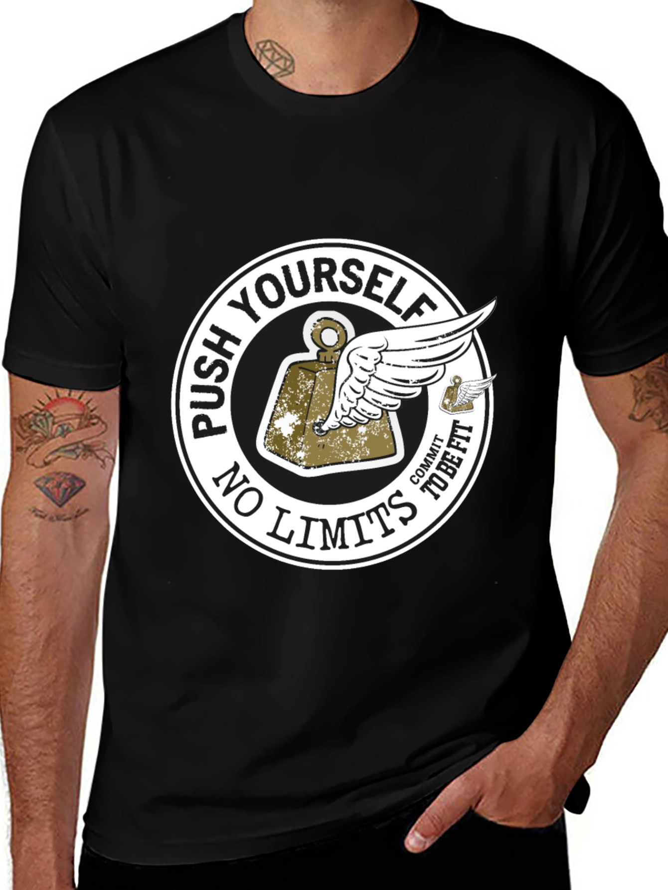 Variant 10 of Push Yourself Black Graphic T-Shirt