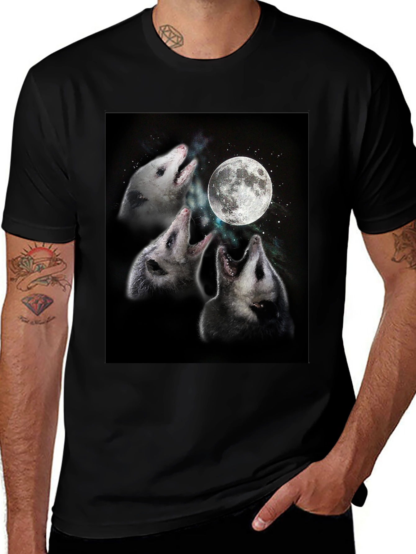 Opossums Howling at Moon Graphic Tee