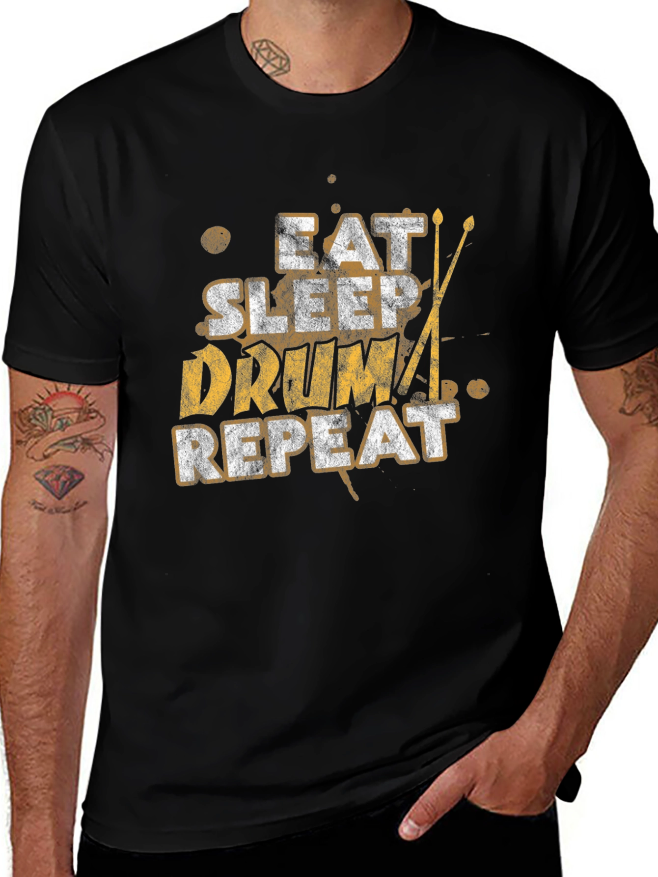 Variant 9 of Eat Sleep Drum Repeat Black T-Shirt