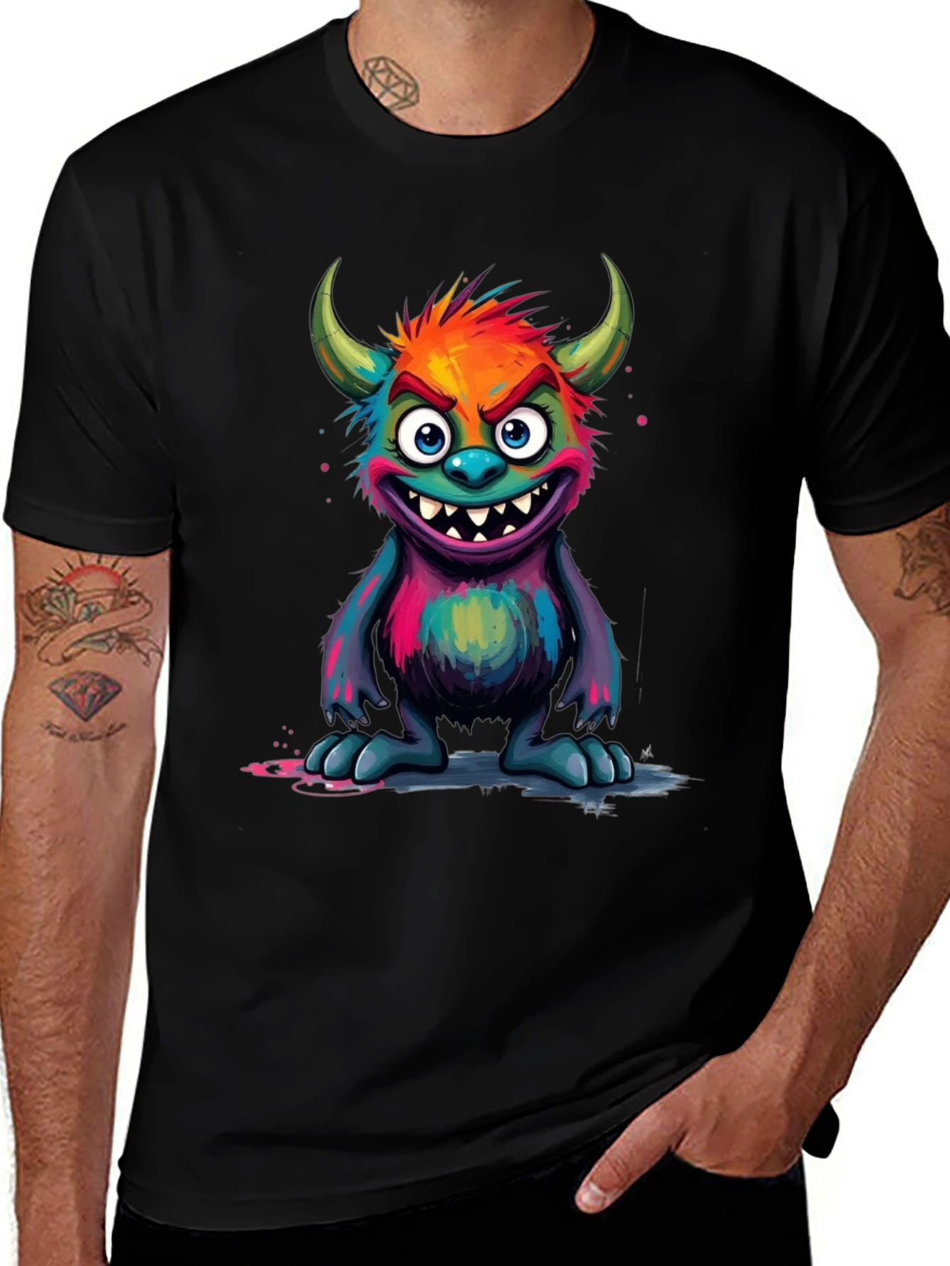 Variant 25 of Monster Graphic Black T-Shirt