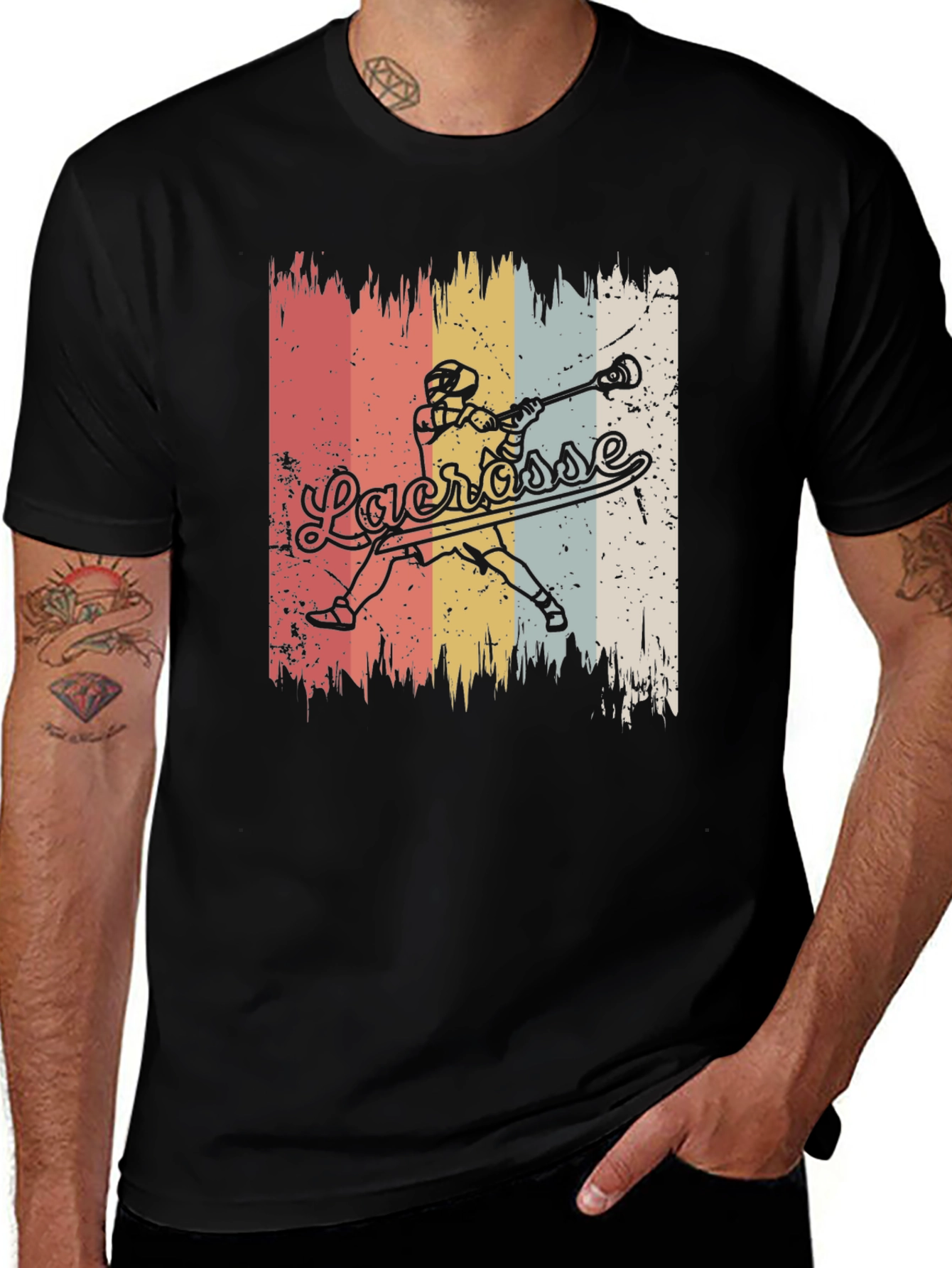 Variant 4 of Vintage Lacrosse Player Graphic T-Shirt