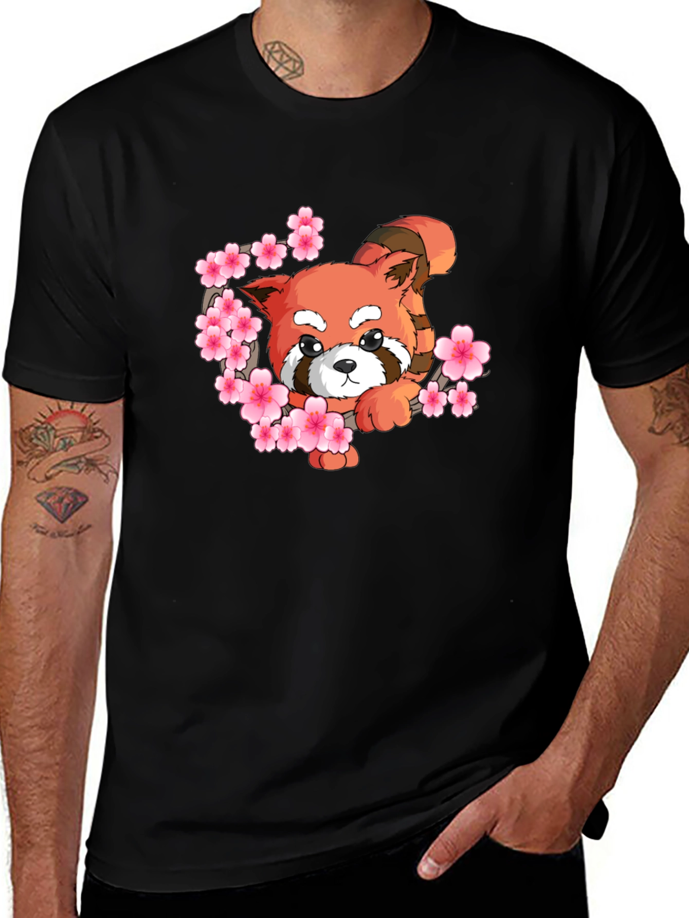 Variant 4 of Cute Red Panda Blossom Graphic Tee
