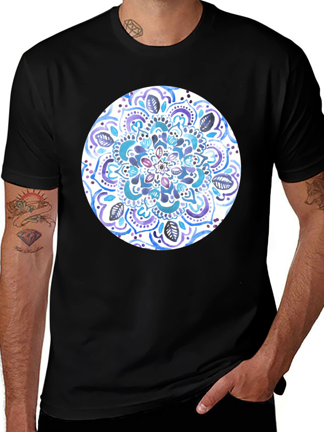 Variant 25 of Mandala Graphic Tee - Black Cotton T-Shirt