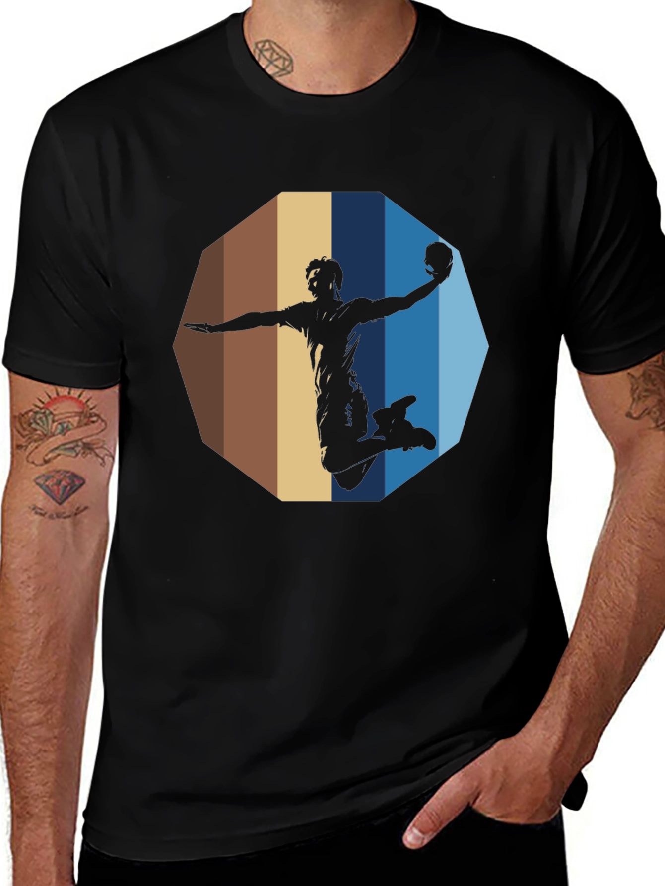 Variant 14 of Handball Silhouette Graphic Tee - Black