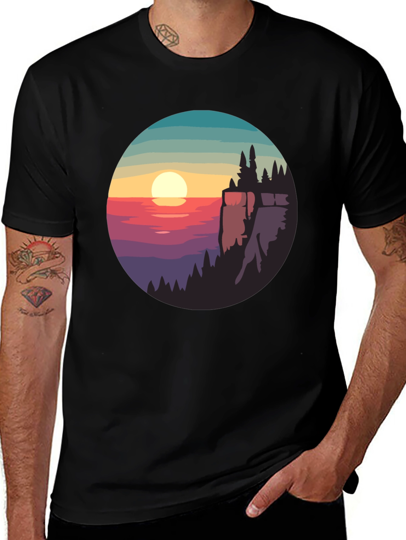 Variant 16 of Sunset Vista Graphic Tee - Black