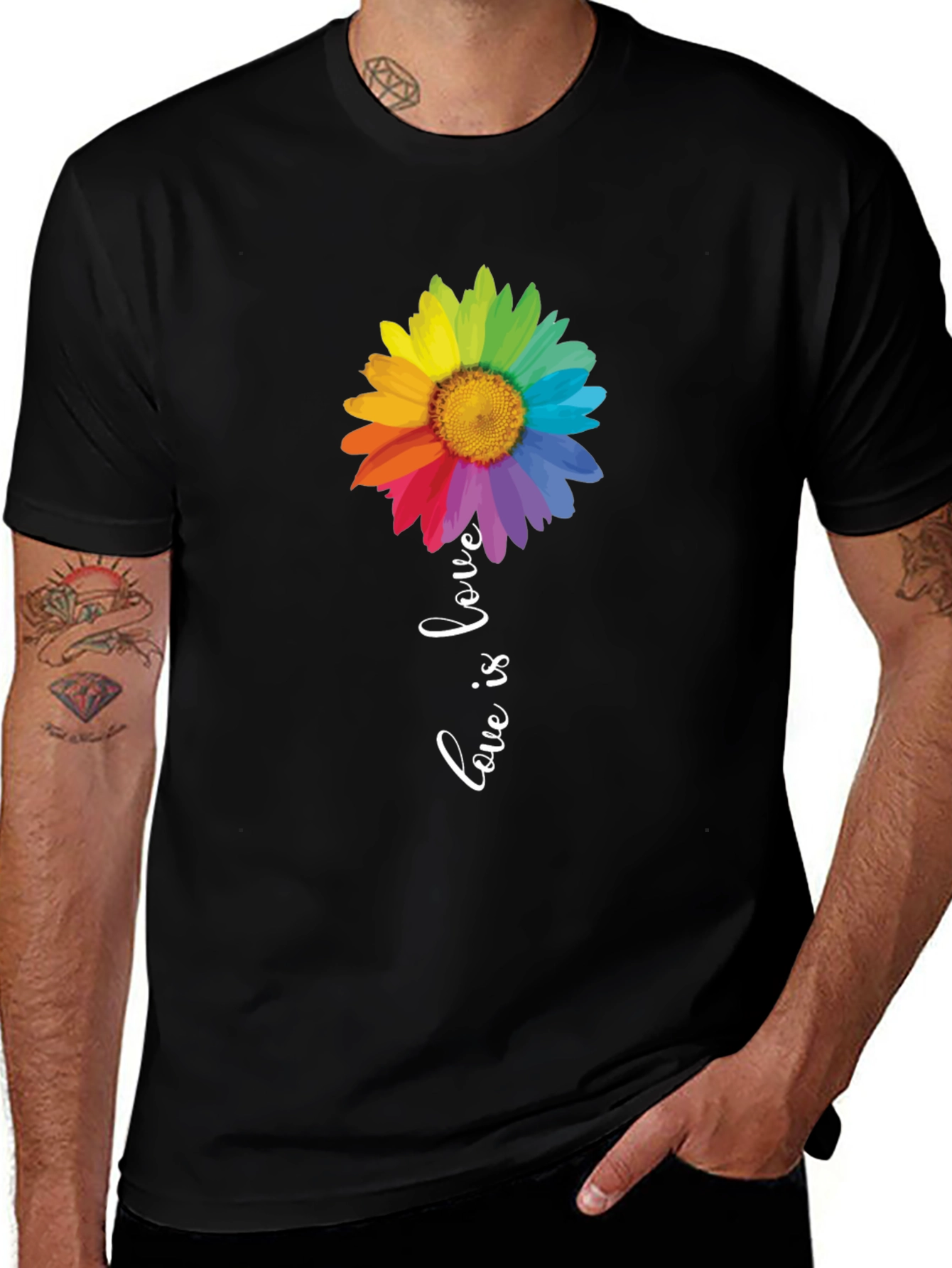 Variant 4 of Love is Love Daisy Graphic Tee - Black