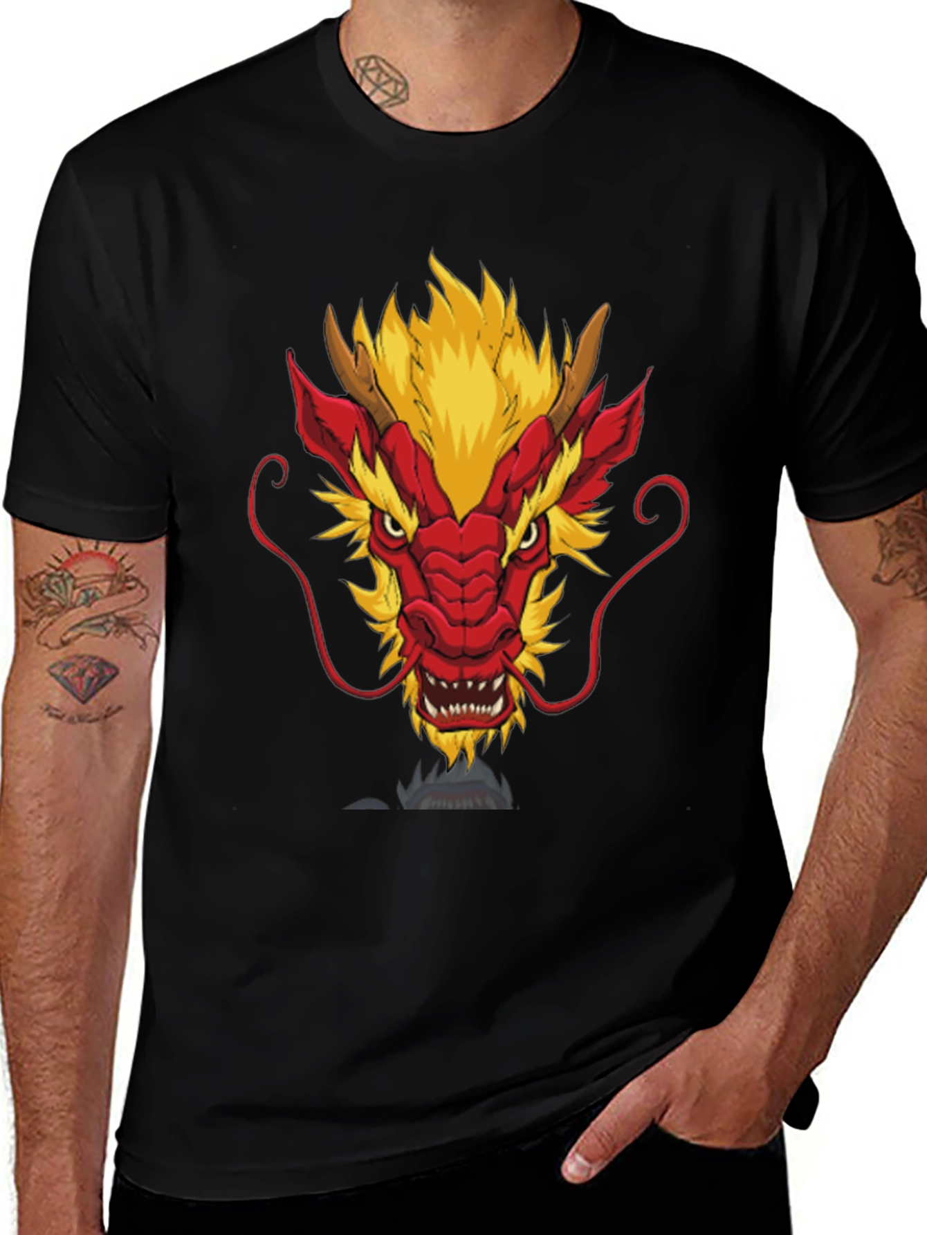Variant 19 of Dragon Graphic Tee - Black Cotton T-Shirt