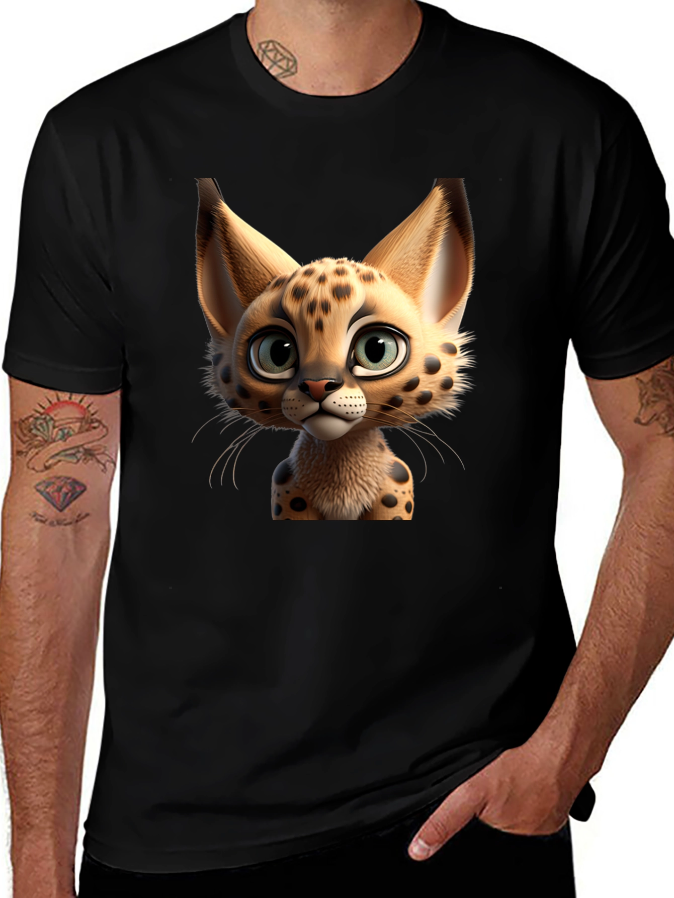 Variant 8 of Cartoon Serval Cat Graphic T-Shirt