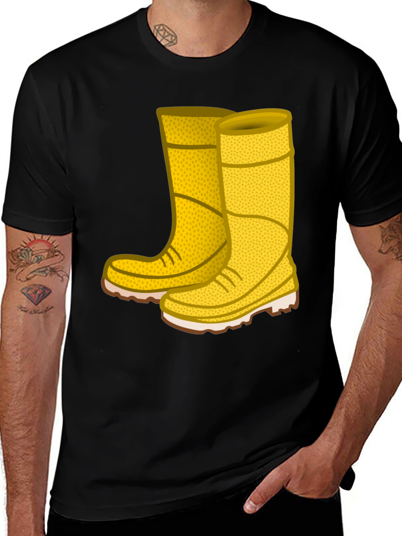 Variant 25 of Funny Yellow Rain Boots Graphic T-Shirt