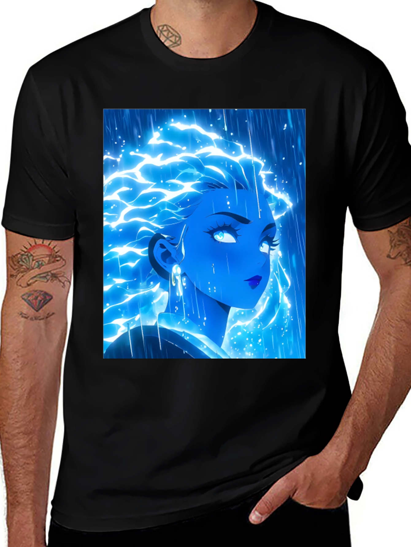 Variant 19 of Electric Blue Anime Girl Graphic Tee