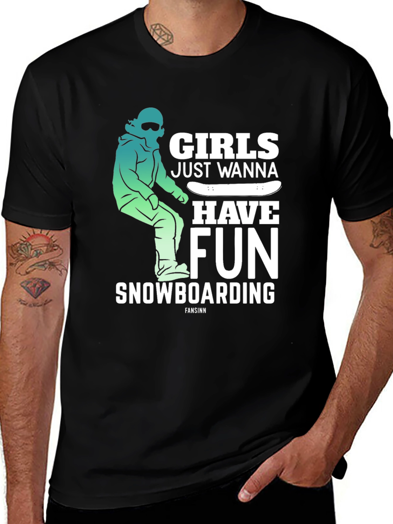 Variant 15 of Girls Just Wanna Have Fun Snowboarding Tee
