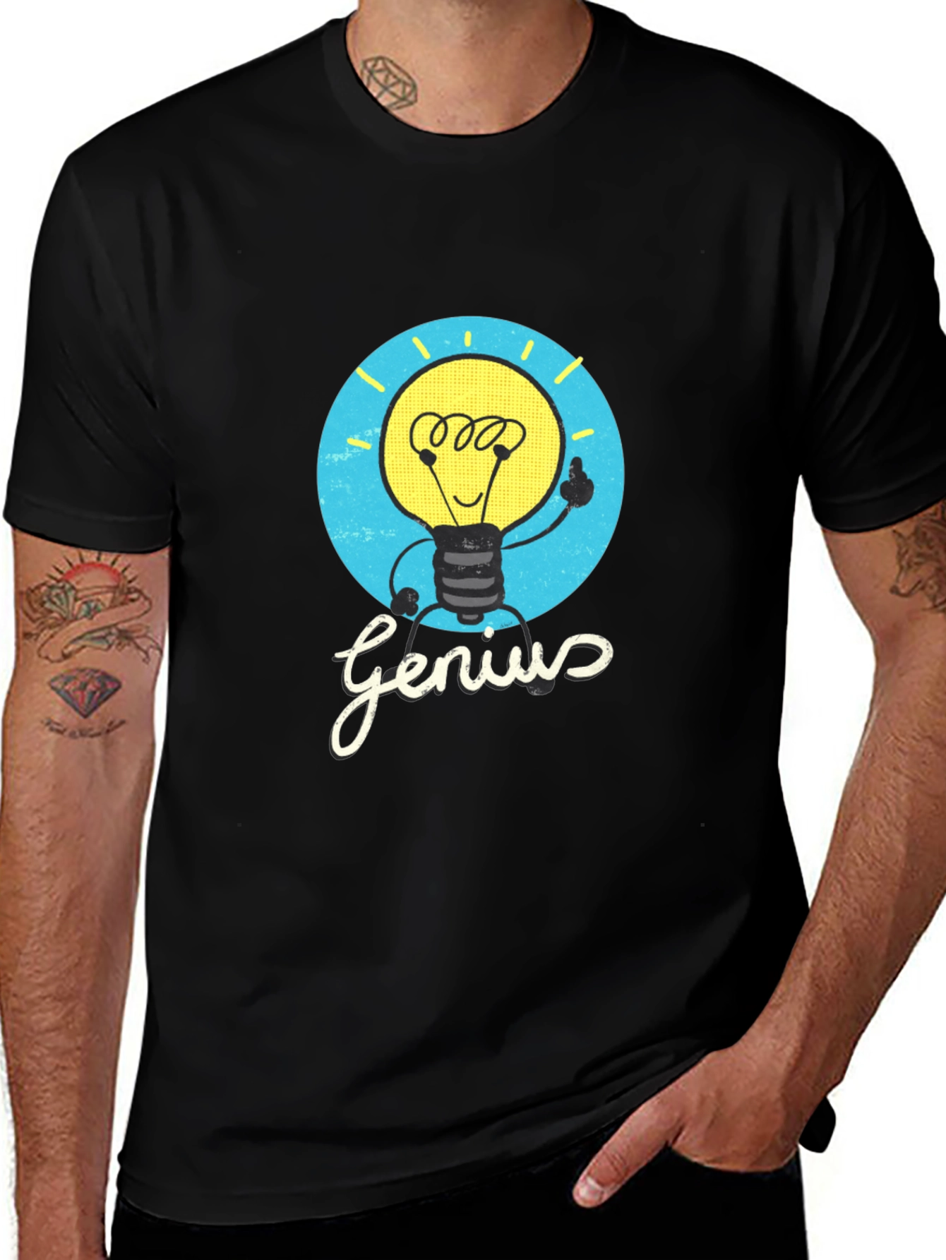 Variant 22 of Genius Lightbulb Graphic Tee - Black