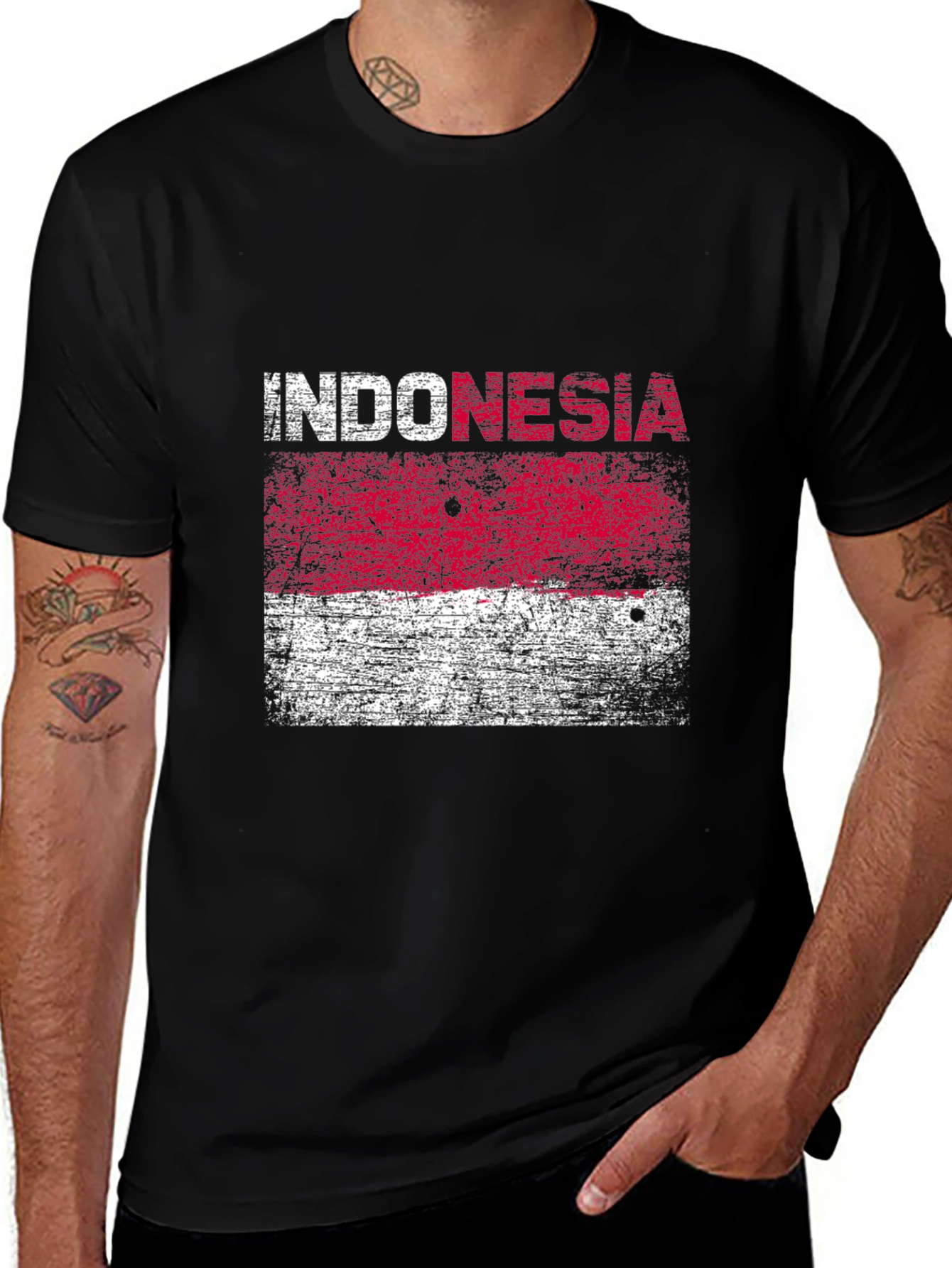Variant 13 of Indonesia Flag T-Shirt - Distressed Graphic Tee