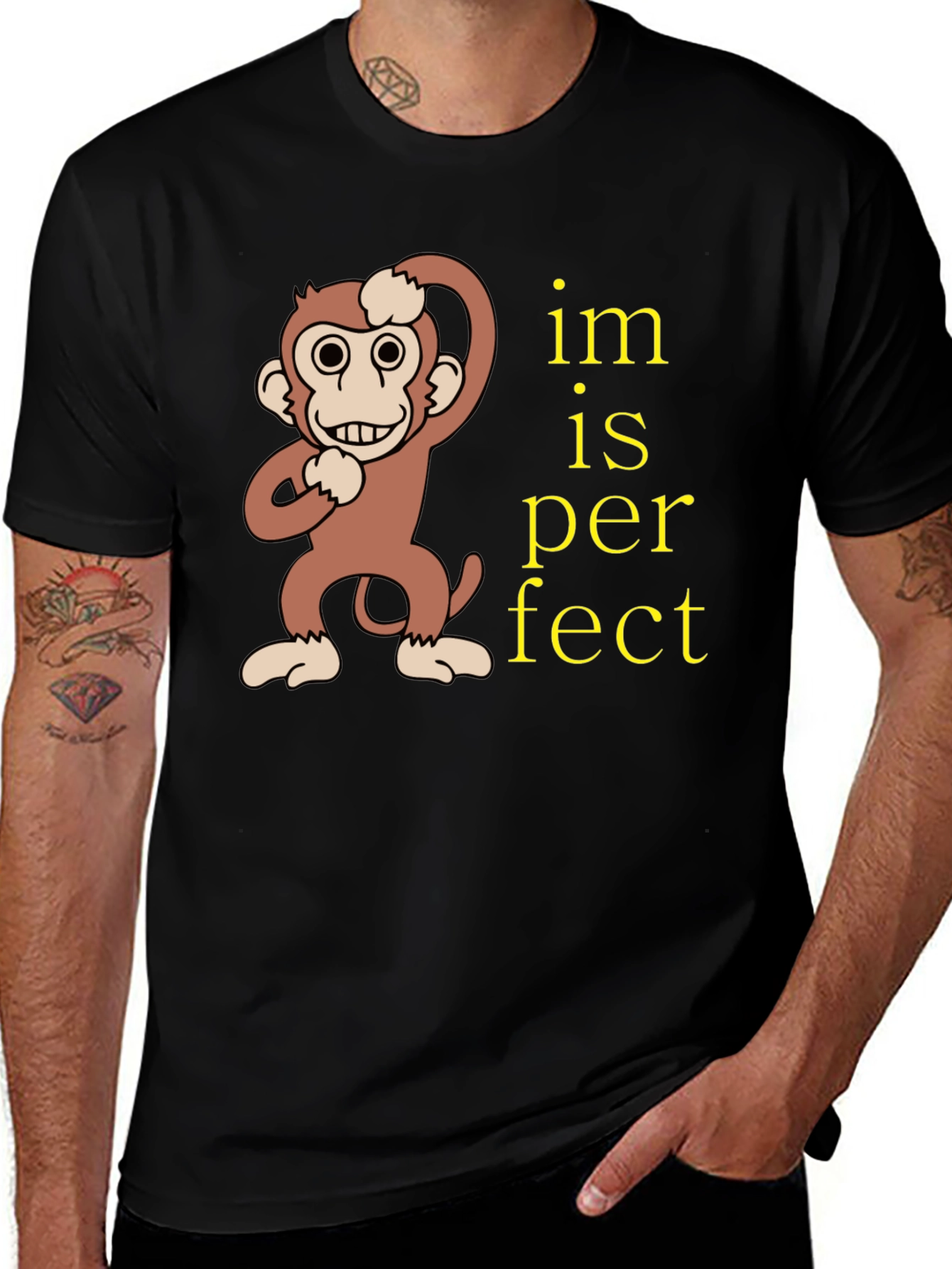 Variant 16 of Funny Monkey "Im is Perfect" Graphic T-Shirt