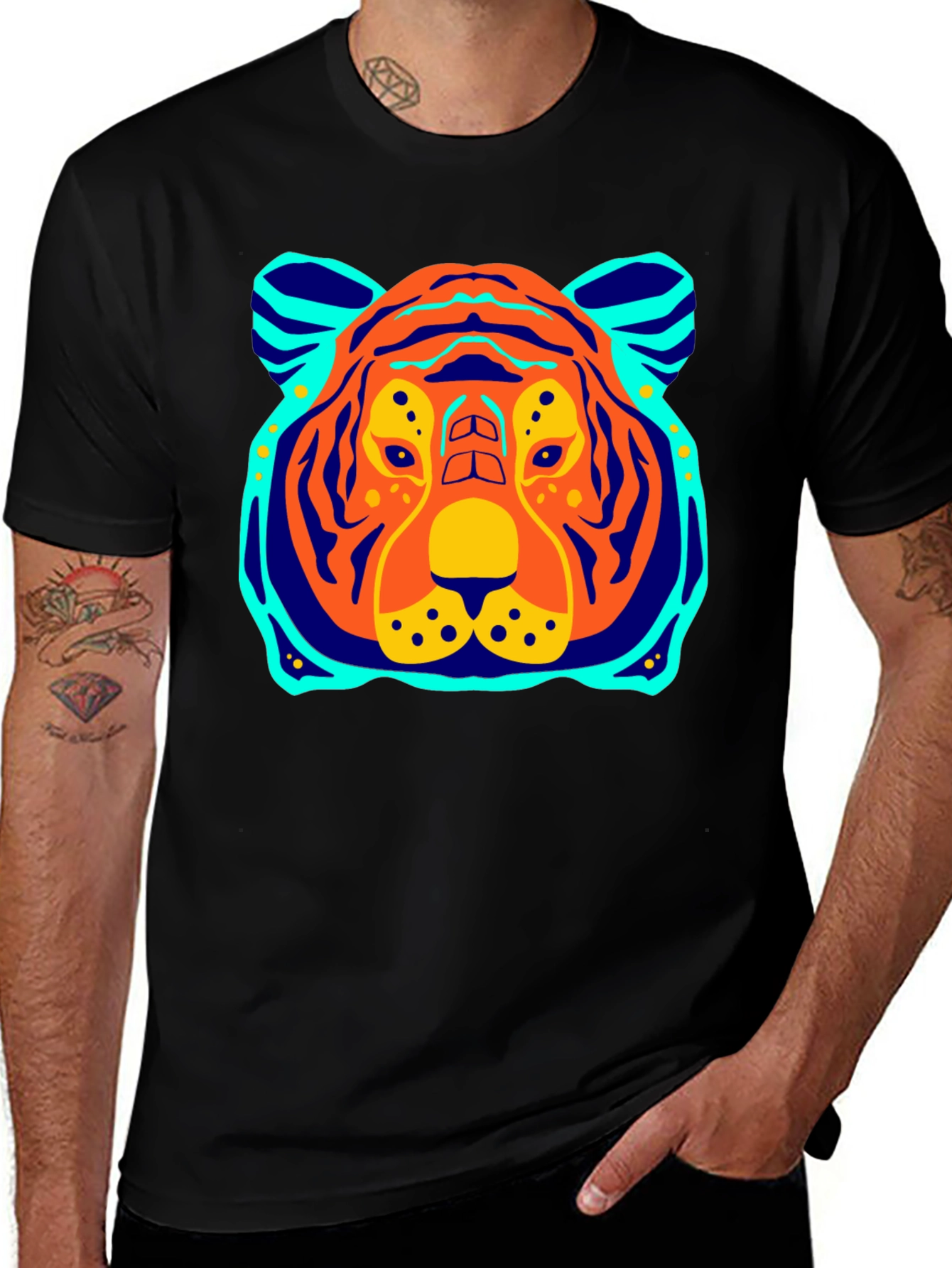 Variant 23 of Tiger Graphic Tee - Bold Black T-Shirt