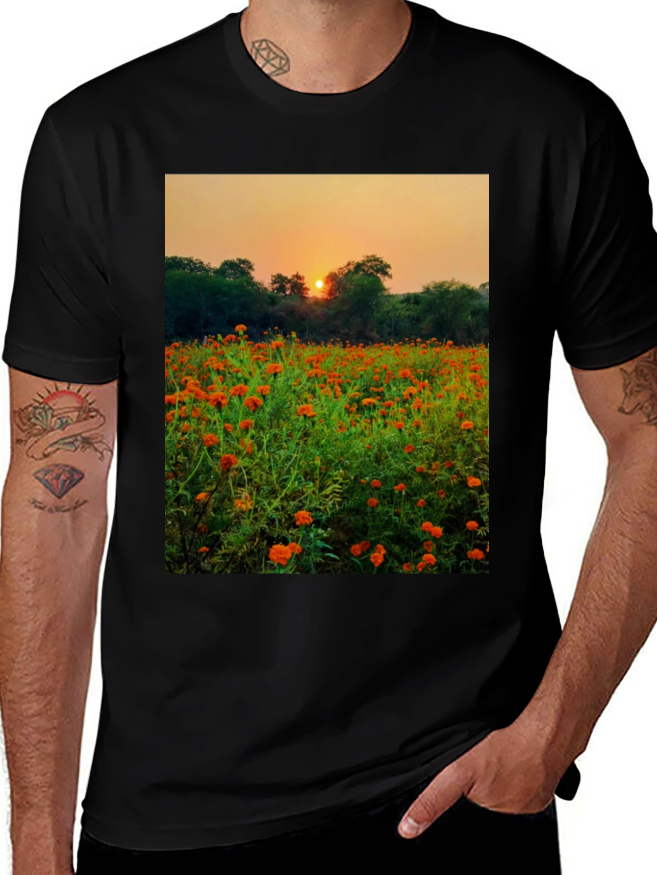 Variant 30 of Sunset Field Graphic Tee - Nature Lover's Shirt