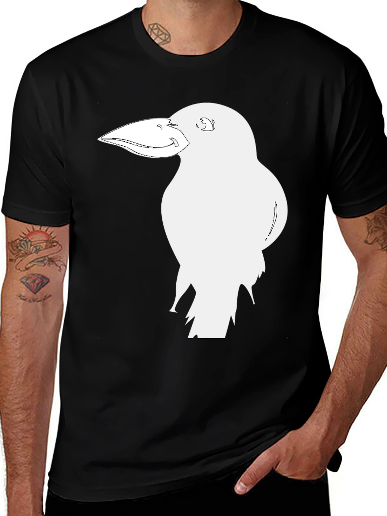 Variant 3 of Crow Graphic Black T-Shirt - Unique Bird Design