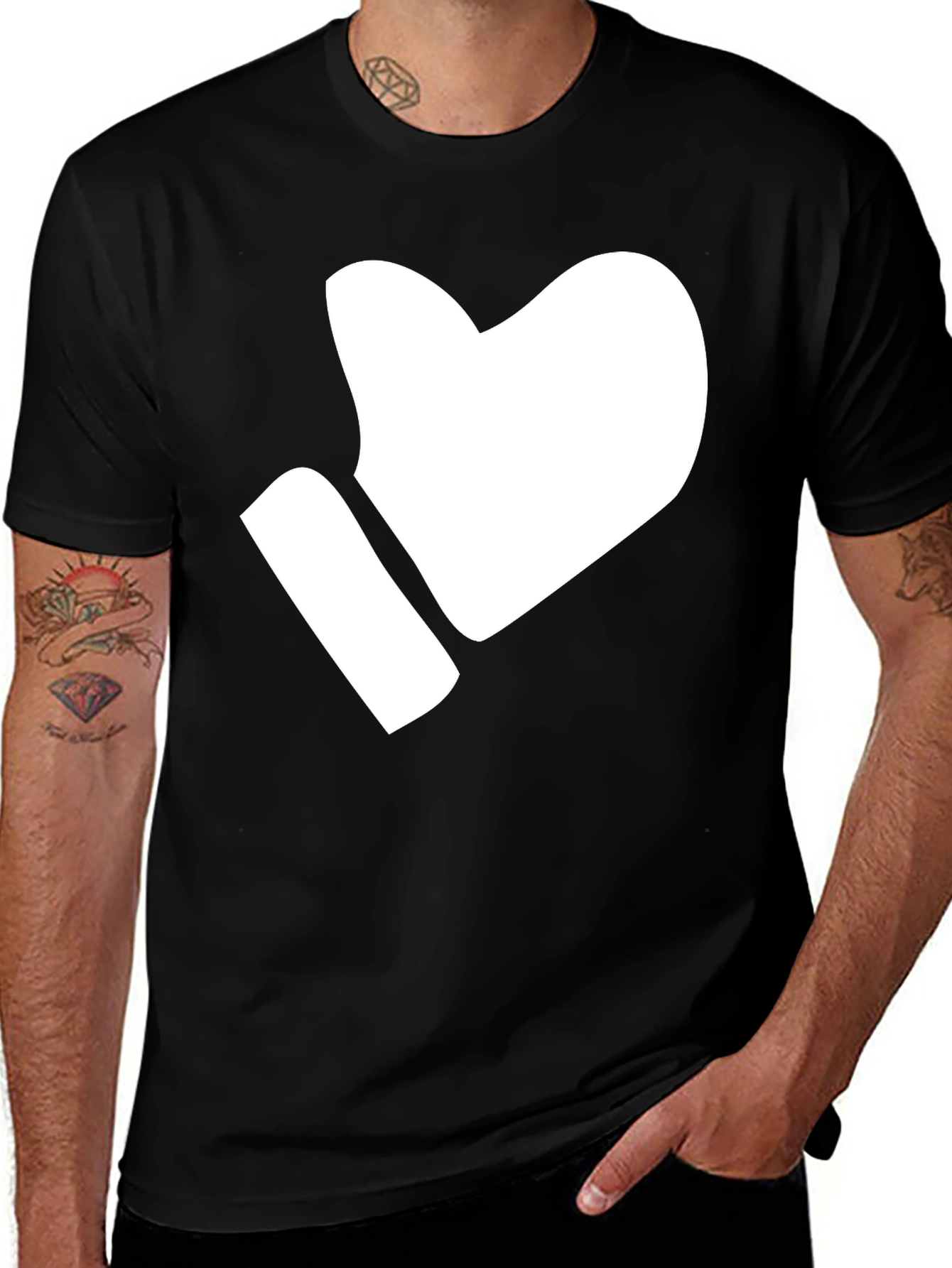 Variant 8 of I Heart T-Shirt - Black Casual Tee with White Graphic