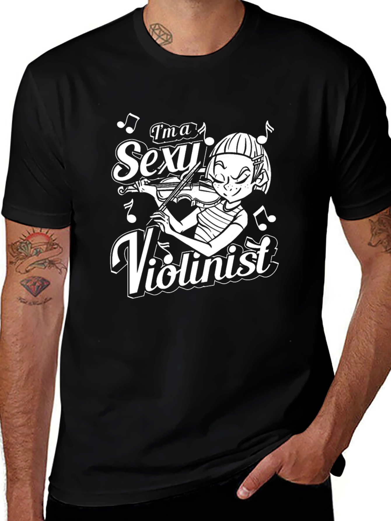 Sexy Violinist Graphic Tee - Musician's Humor T-Shirt