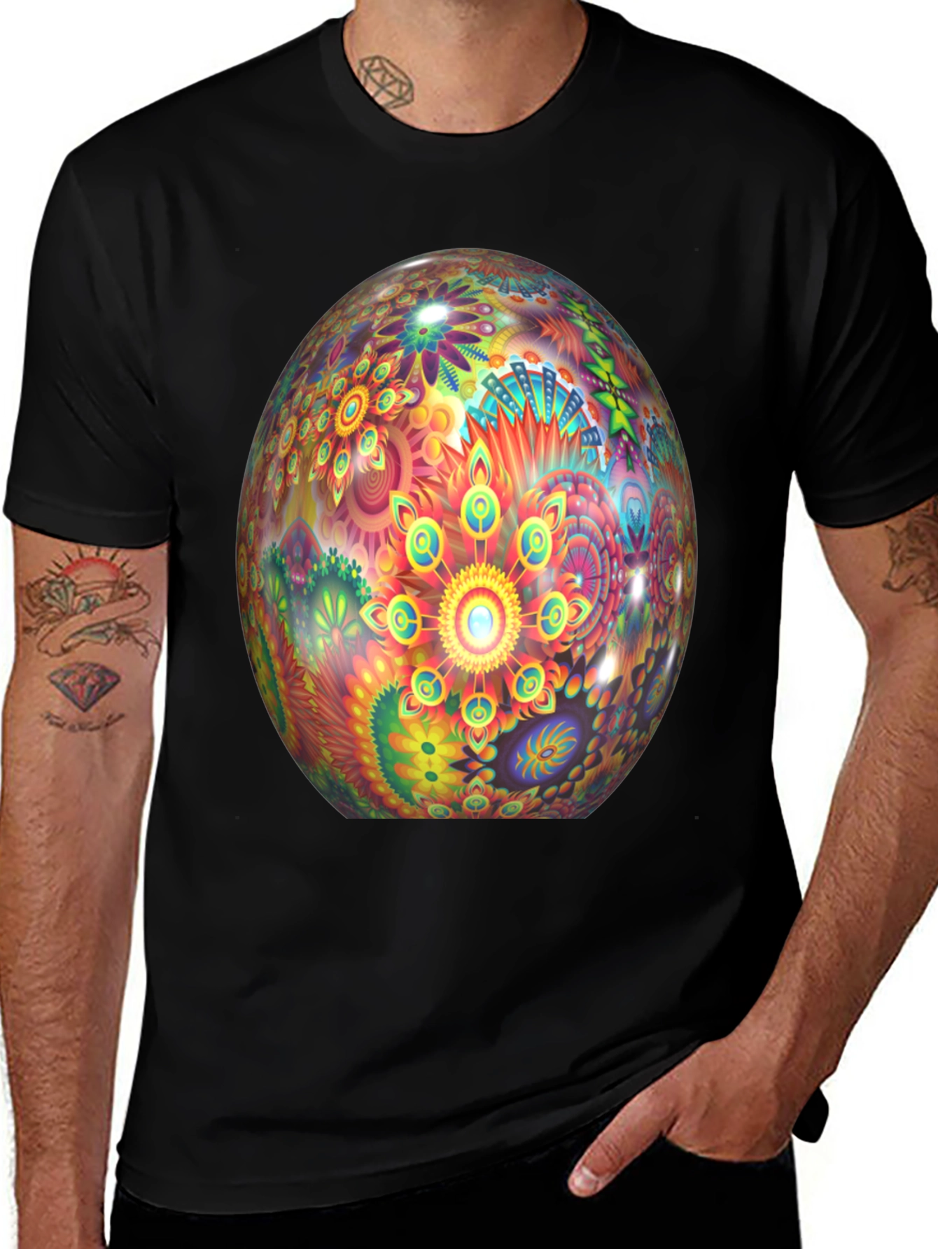 Variant 2 of Vibrant Psychedelic Sphere Graphic T-Shirt