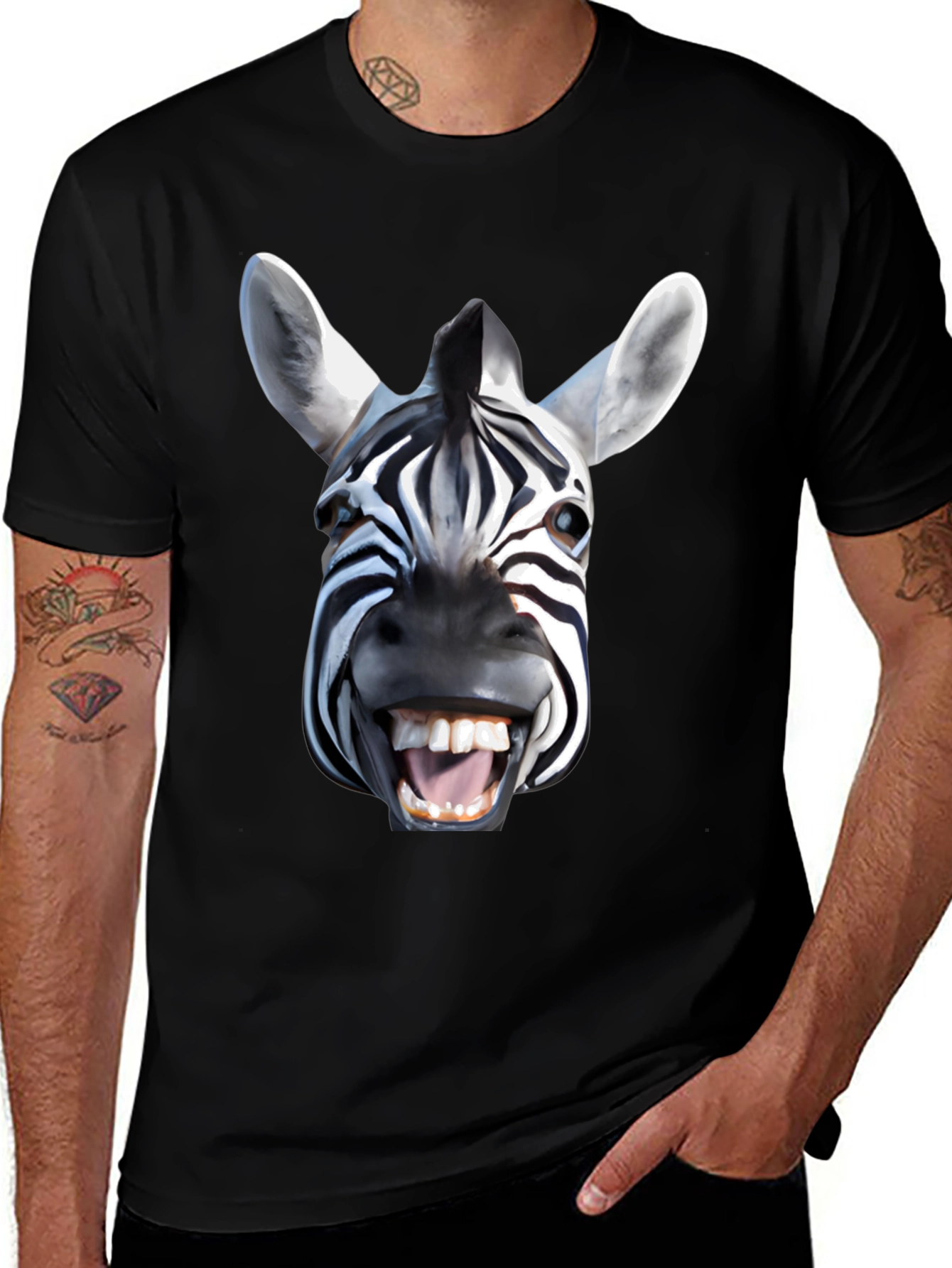 Variant 2 of Zebra Face Graphic T-Shirt - Bold Animal Print Tee