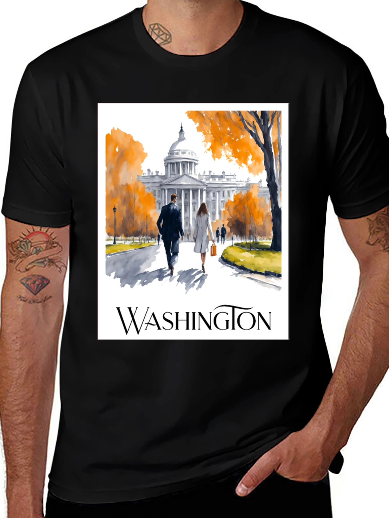 Washington DC Capitol Watercolor Graphic Tee