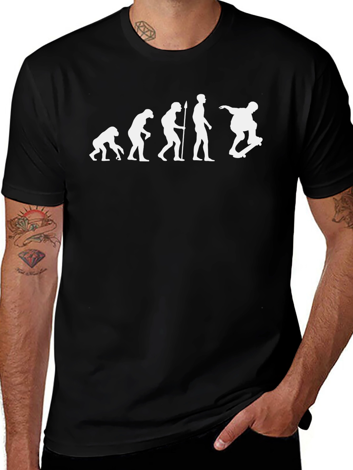 Variant 26 of Evolution of Skateboarding T-Shirt - Black