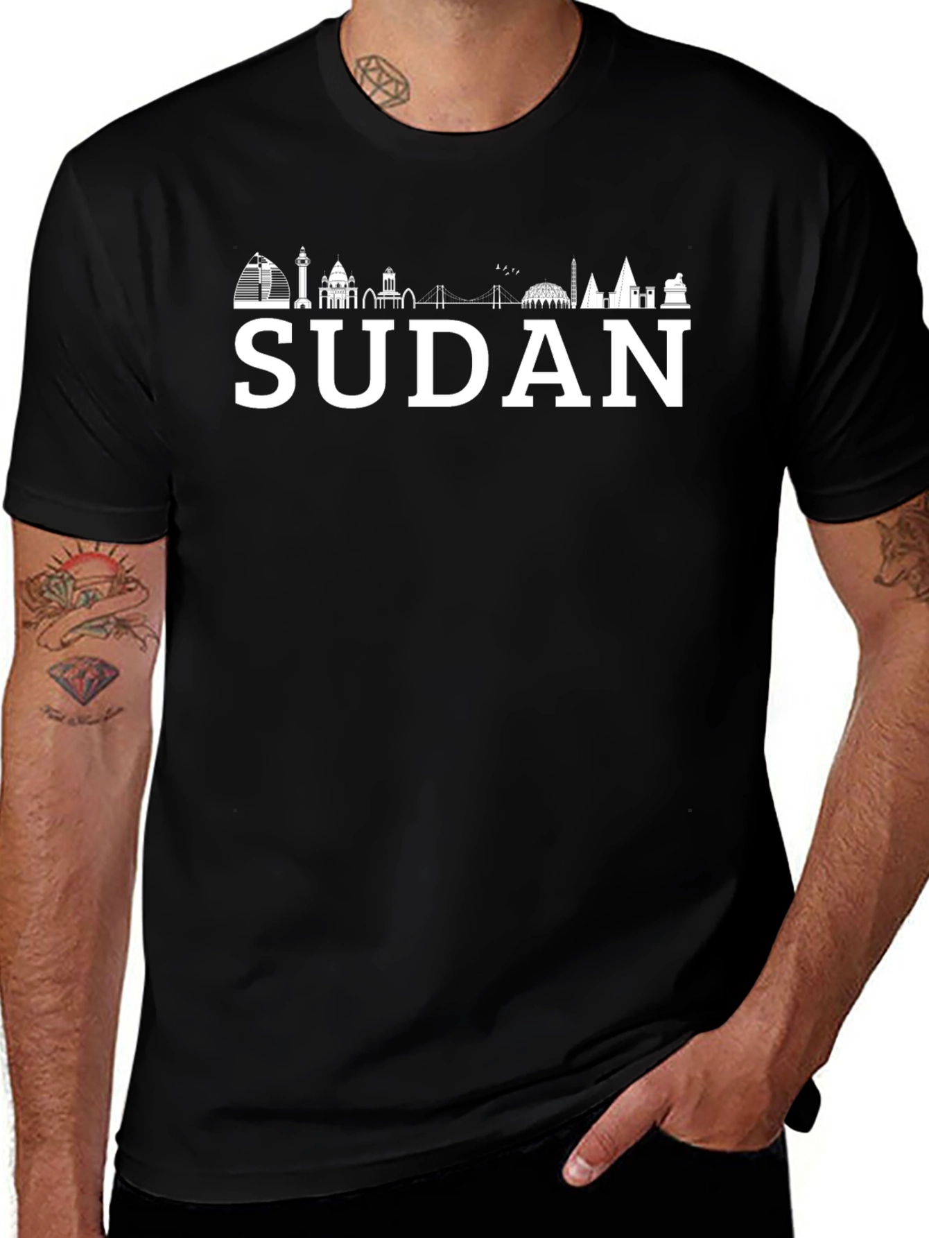 Sudan Skyline T-Shirt - Black Crew Neck Tee