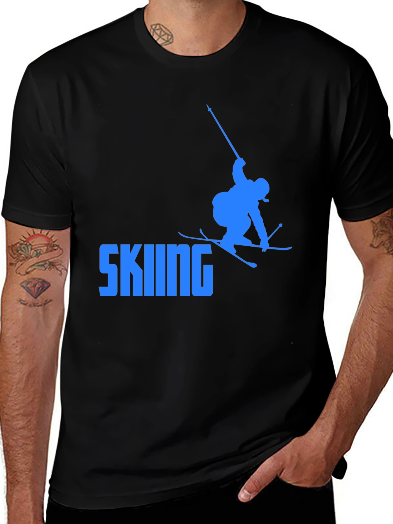 Variant 15 of Skiing Graphic Tee - Cool Black T-Shirt