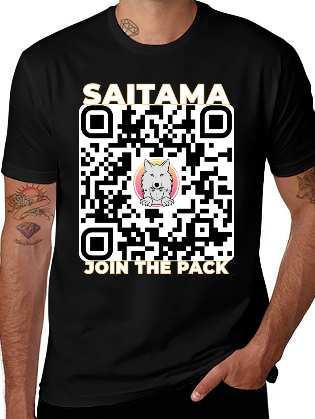 Saitama Crypto 'Join the Pack' QR Code T-Shirt
