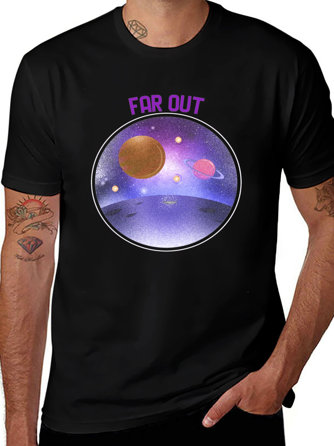 Variant 7 of Far Out Space Graphic Tee - Black