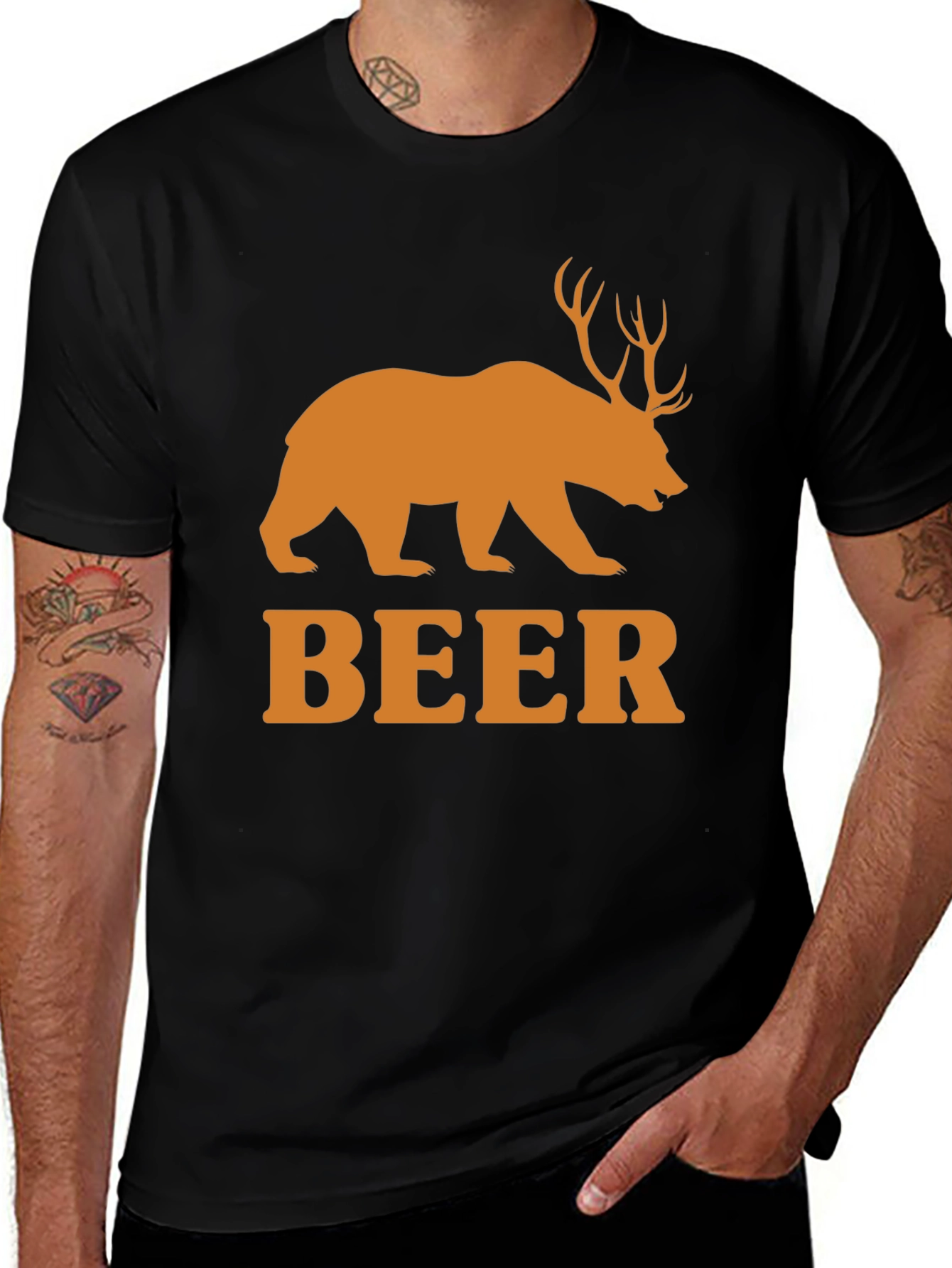 Variant 24 of Beer Bear Deer Funny Men's T-Shirt