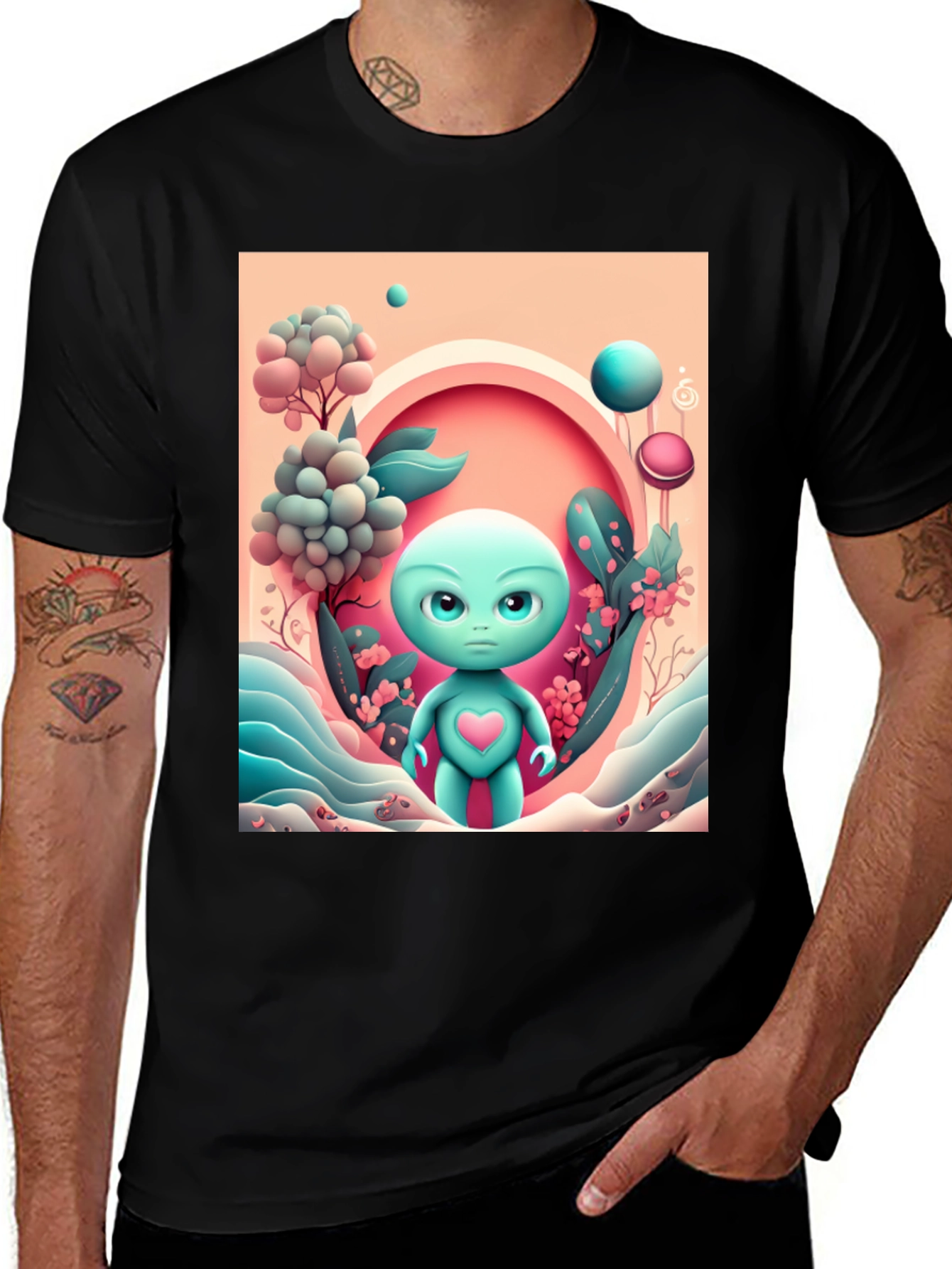 Variant 5 of Alien Heart Tee - Funky Graphic T-Shirt