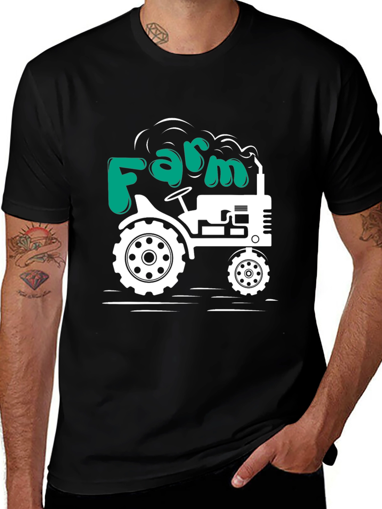 Variant 8 of Farm Tractor Graphic T-Shirt - Men's Black Tee