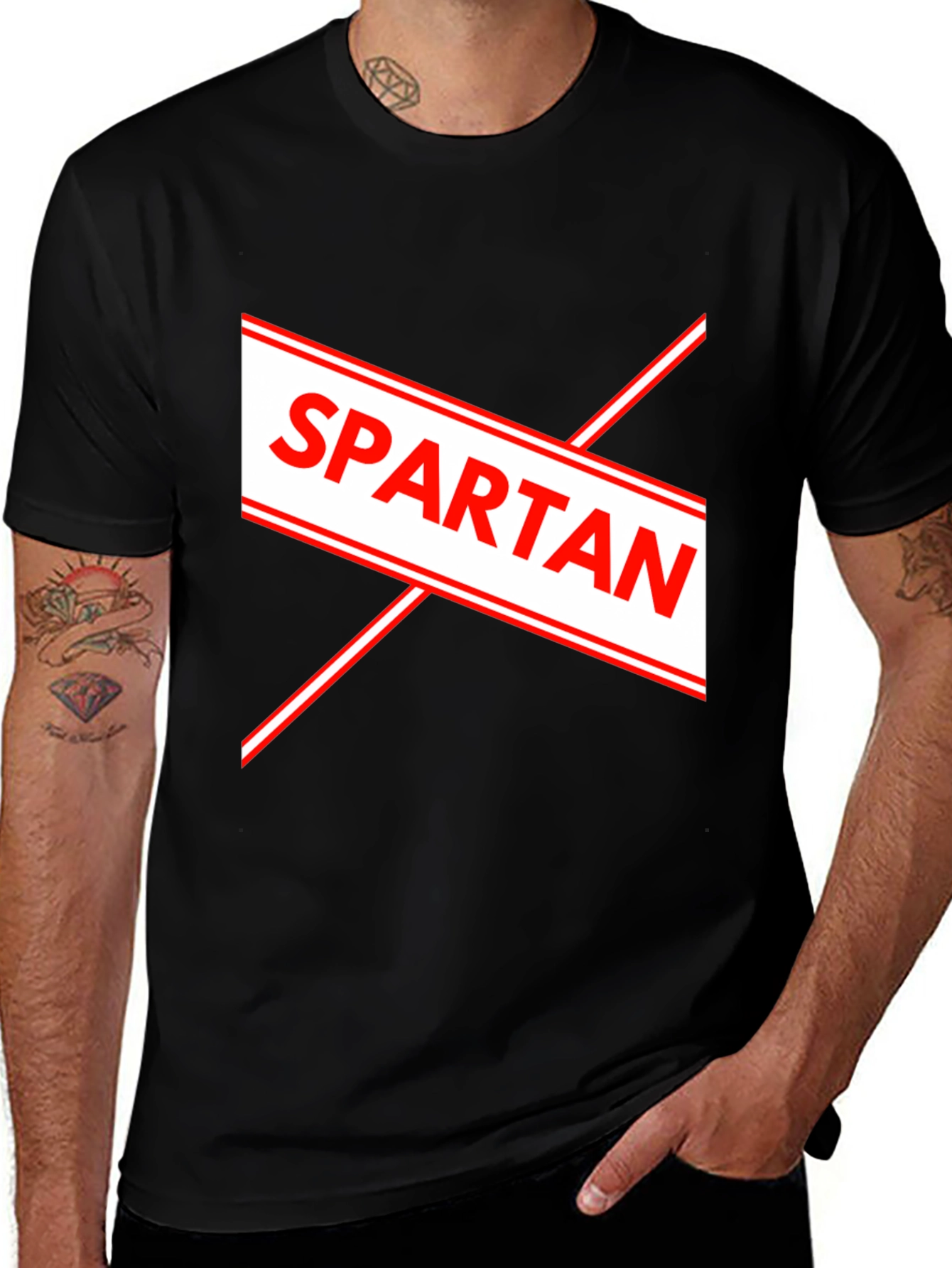 Variant 5 of Spartan Graphic T-Shirt - Men's Black Tee