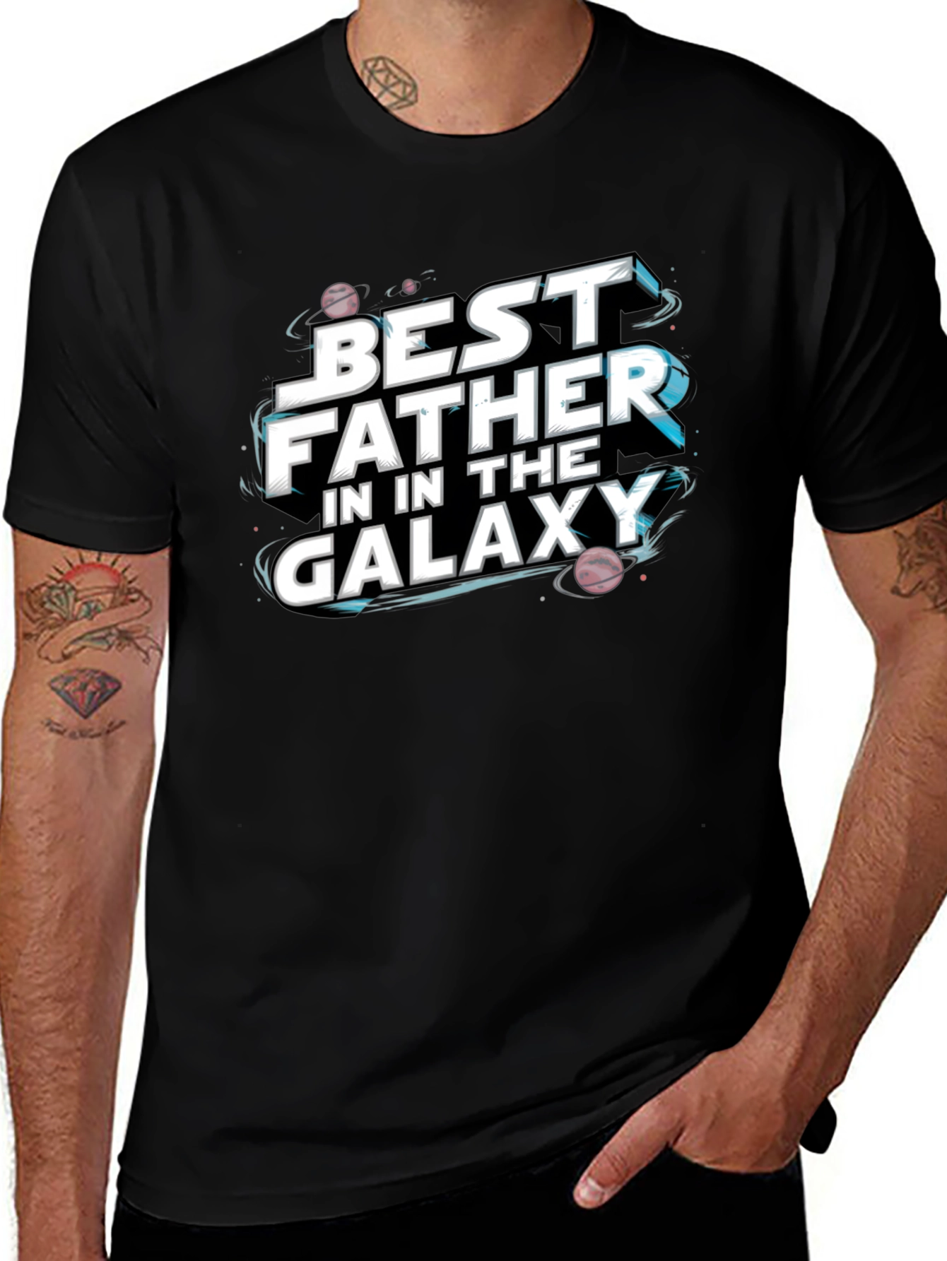 Variant 6 of Best Father in the Galaxy Black T-Shirt